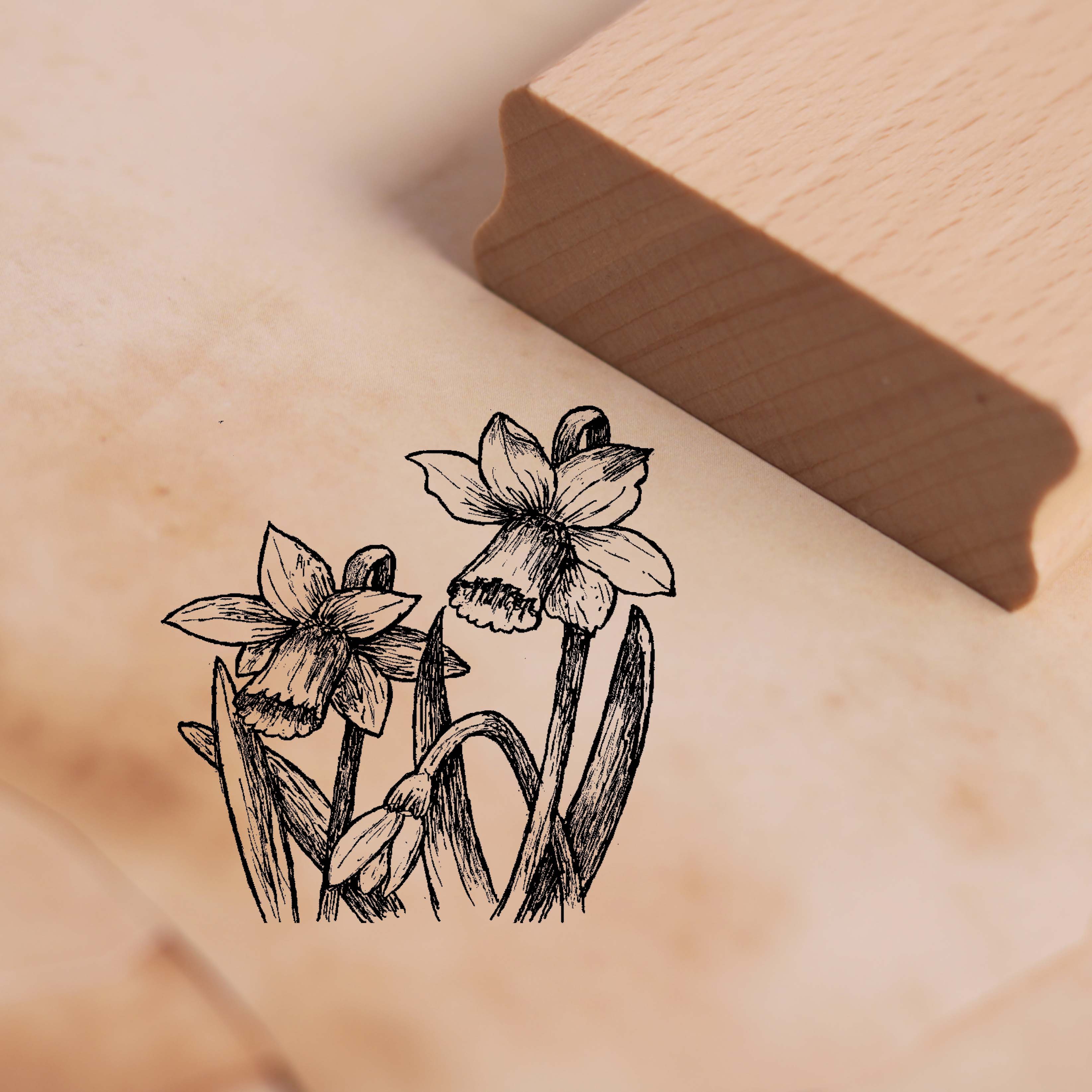 Motivstempel Osterglocken - Stempel Narzissen Holzstempel 58 x 58 mm