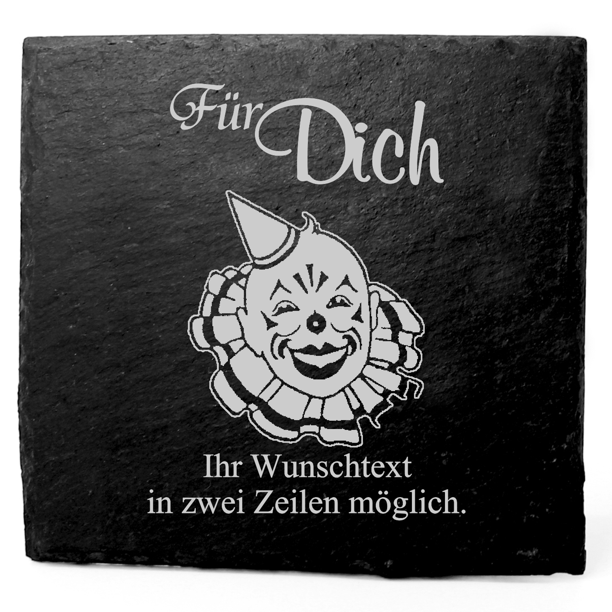 Deko Schiefer Untersetzer personalisiert Clown - Für Dich - 11x11cm
