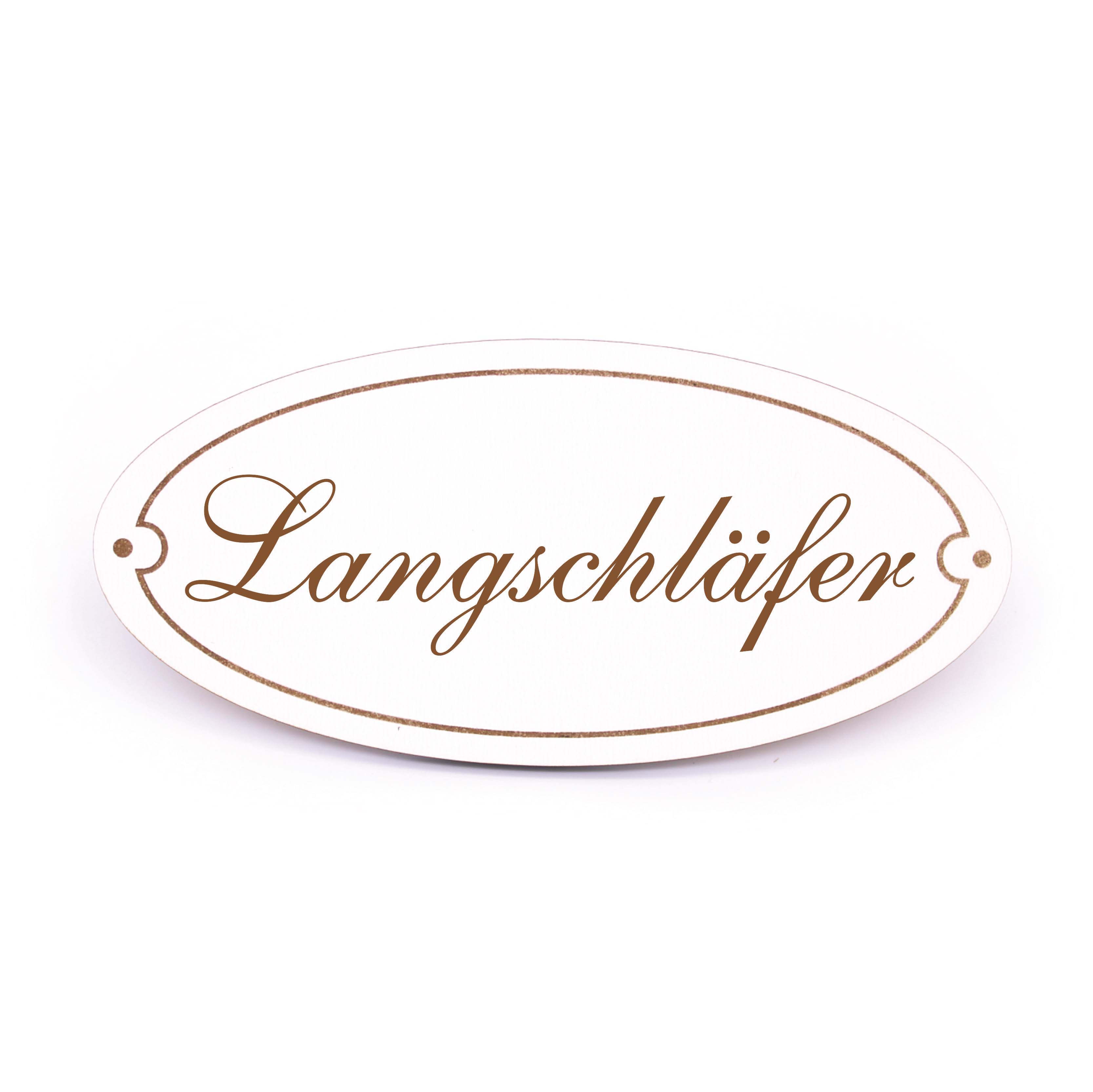 Ovales Türschild Langschläfer - selbstklebend - 15 x 7 cm