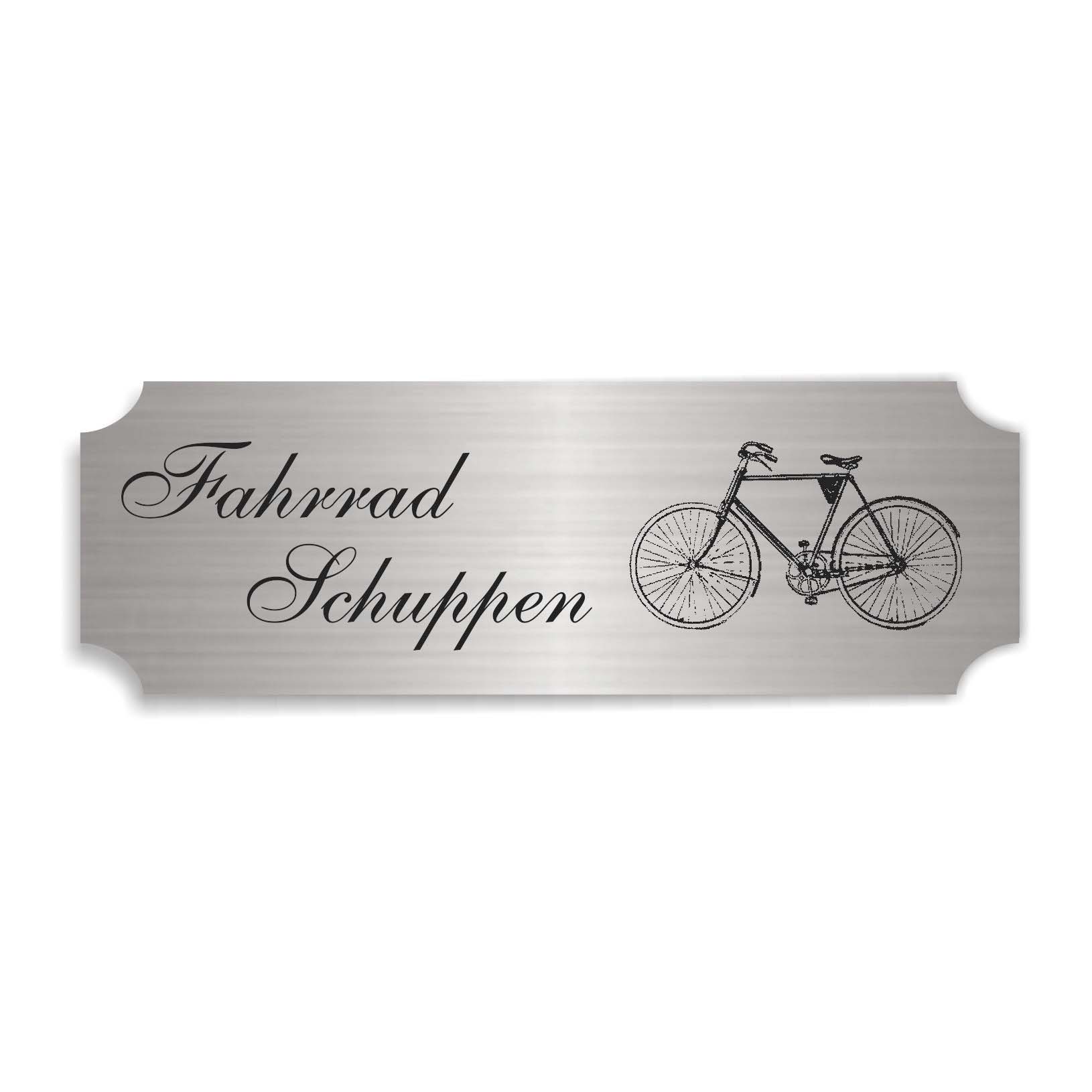 Schild « FAHRRADSCHUPPEN » selbstklebend - Aluminium Look - silber