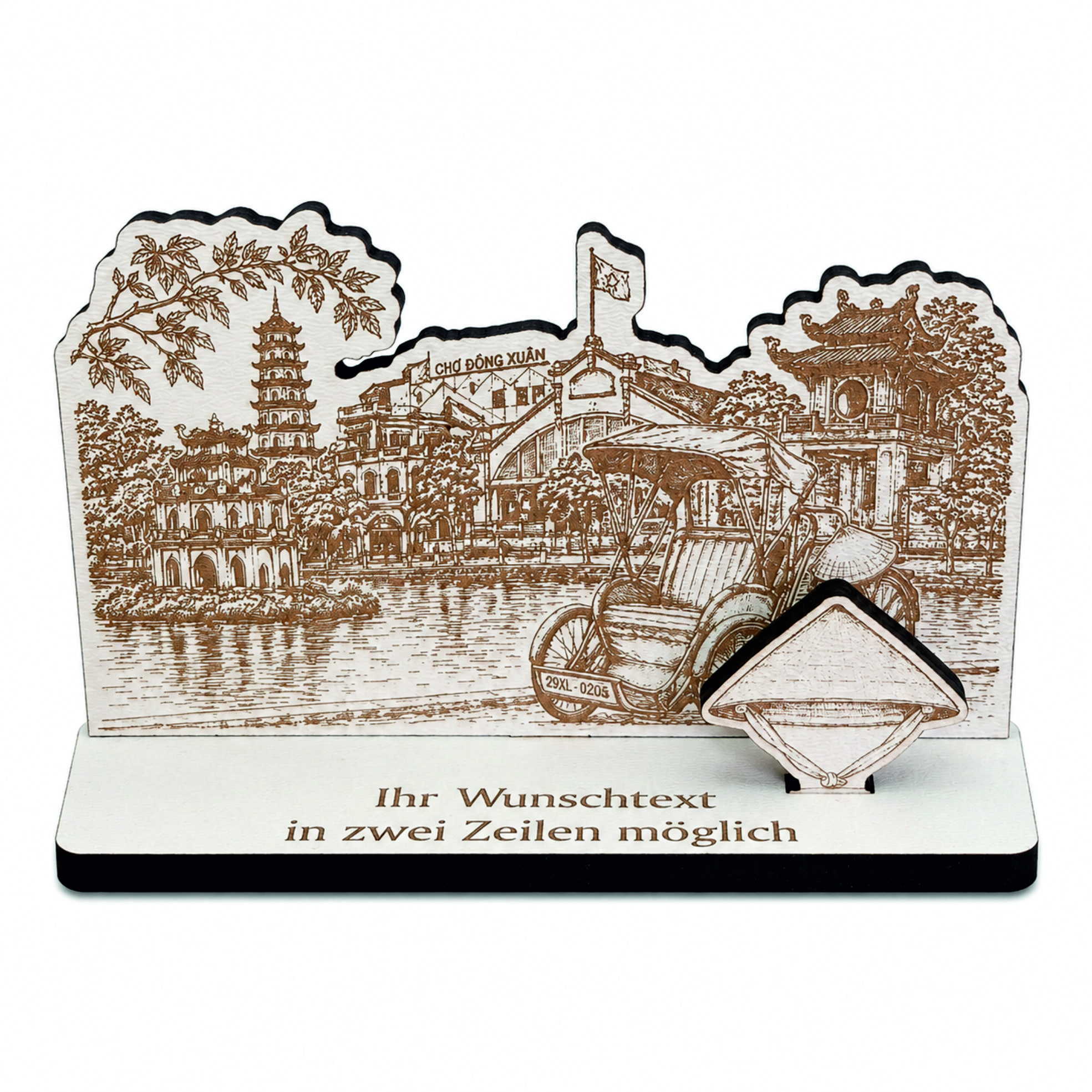 Reisegutschein Hanoi Vietnam personalisiert - Schild für Geld Gutschein - 11 x 7 cm