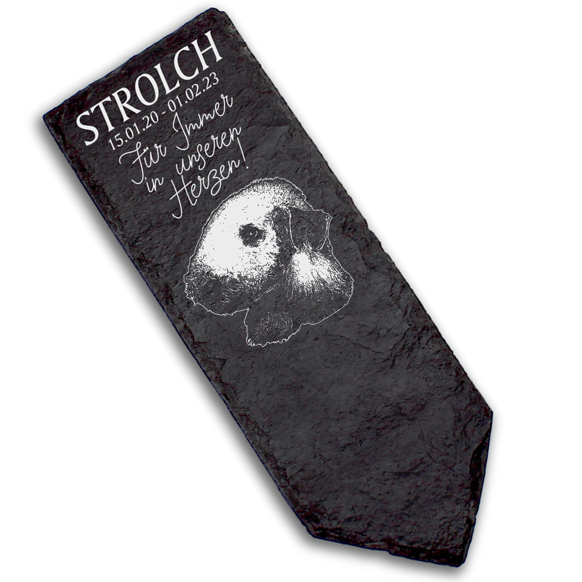 Grabstecker Grabschmuck Grabstein - Bedlington Terrier  - Personalisiert Grab Deko 8 x 22 cm Grabdek