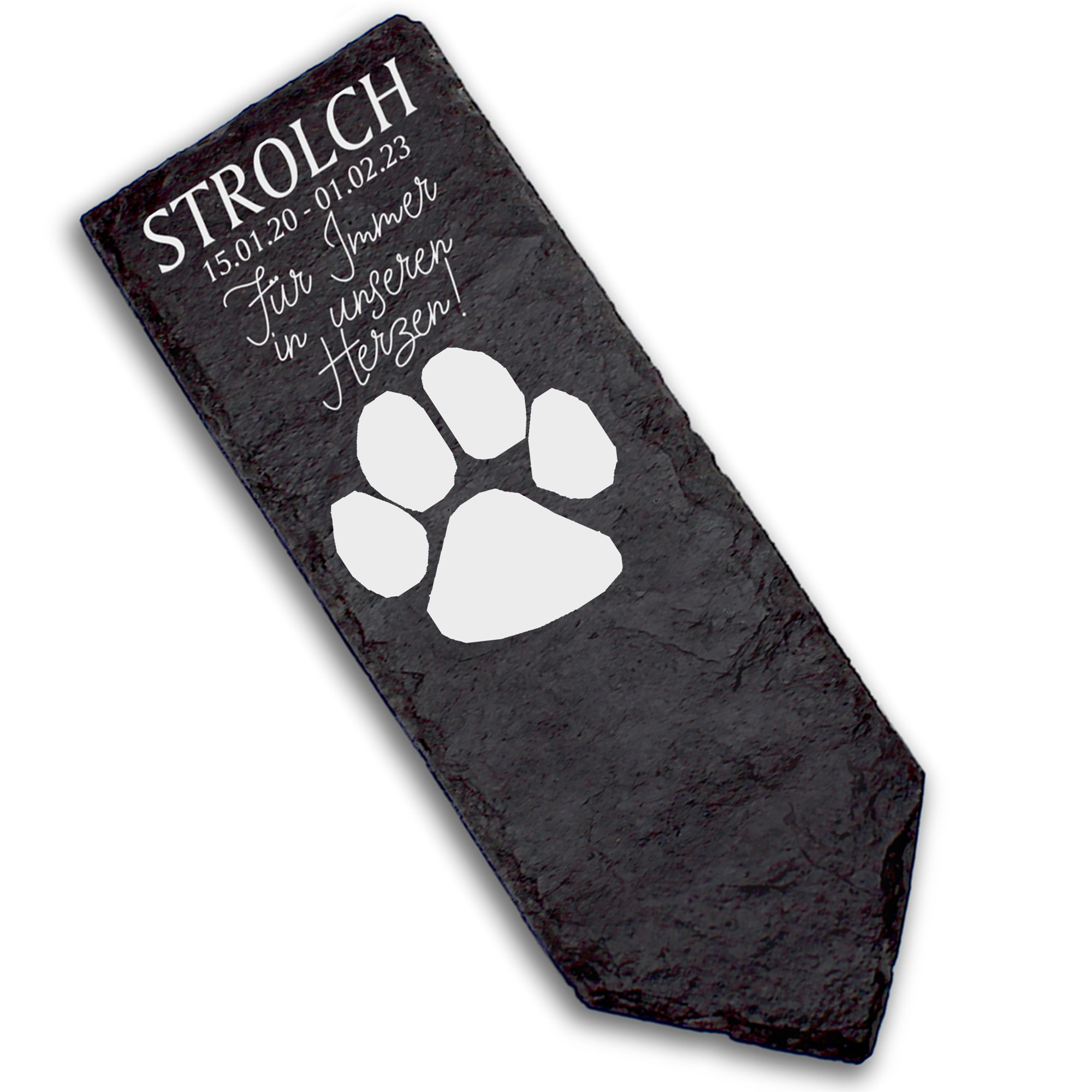 Grabstecker Grabschmuck Grabstein - Tatze - Personalisiert Grab Deko 8 x 22 cm Grabdekoration