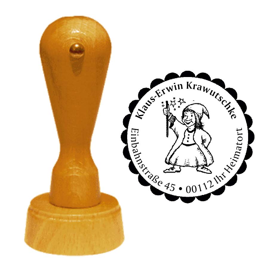 Adressenstempel « ZAUBERER » mit persönlichem Wunschtext