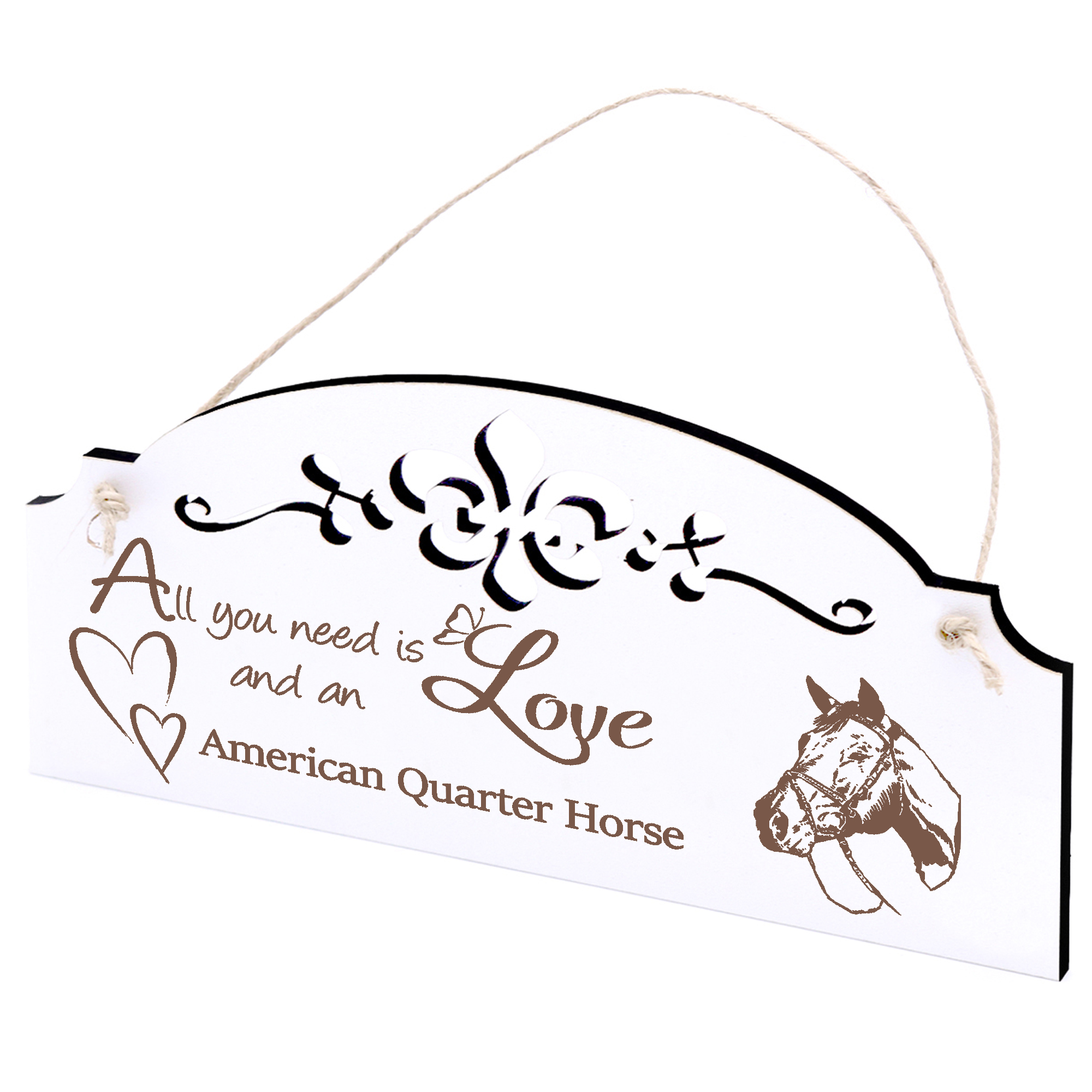 Schild American Quarter Horse Kopf Deko 20x10cm - All you need is Love and an American Quarter Horse
