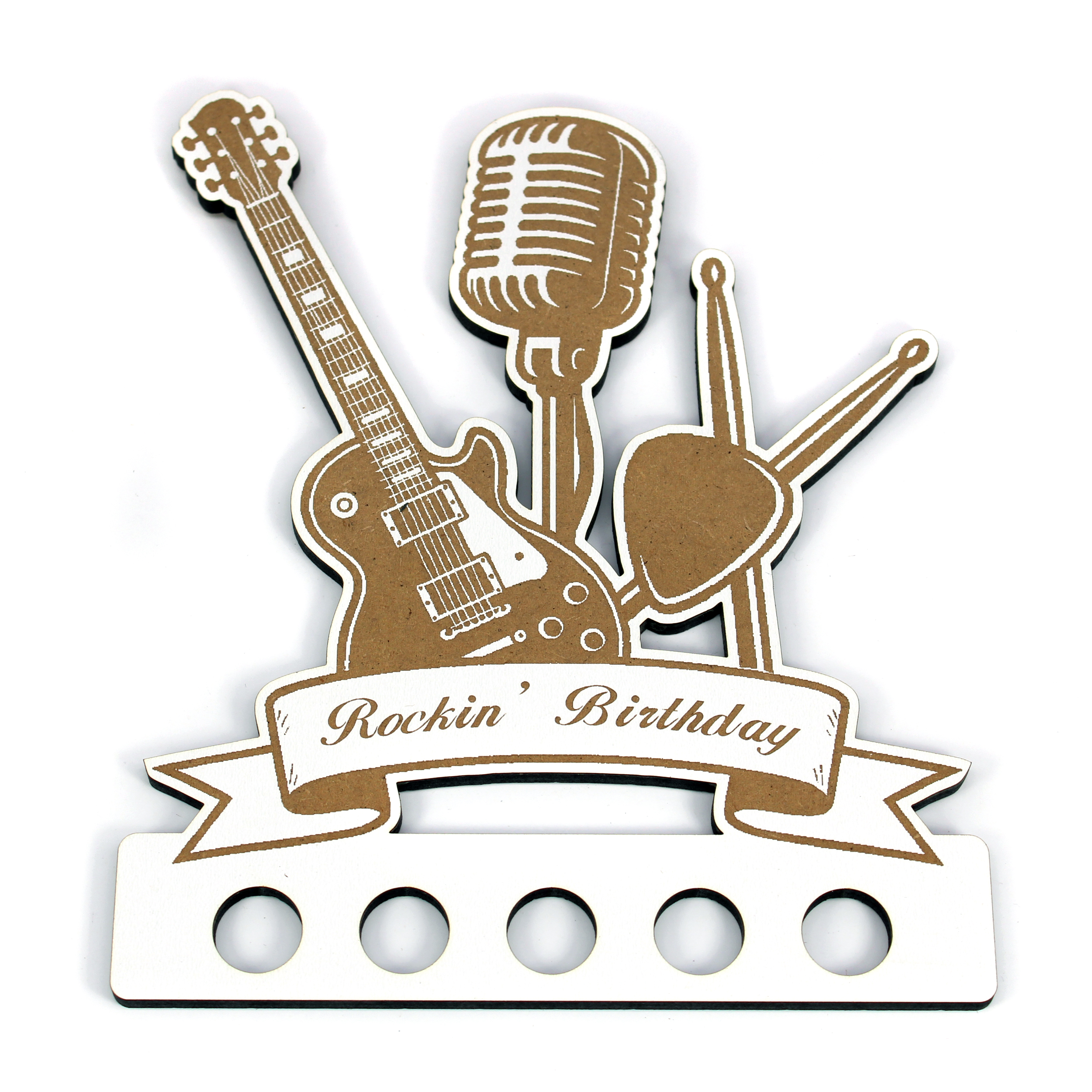 Geldgeschenk Rock Geburtstag - 15cm x 18cm - Rockin’ Birthday - E-Gitarre, Mikrofon, Drum Sticks & Plektrum
