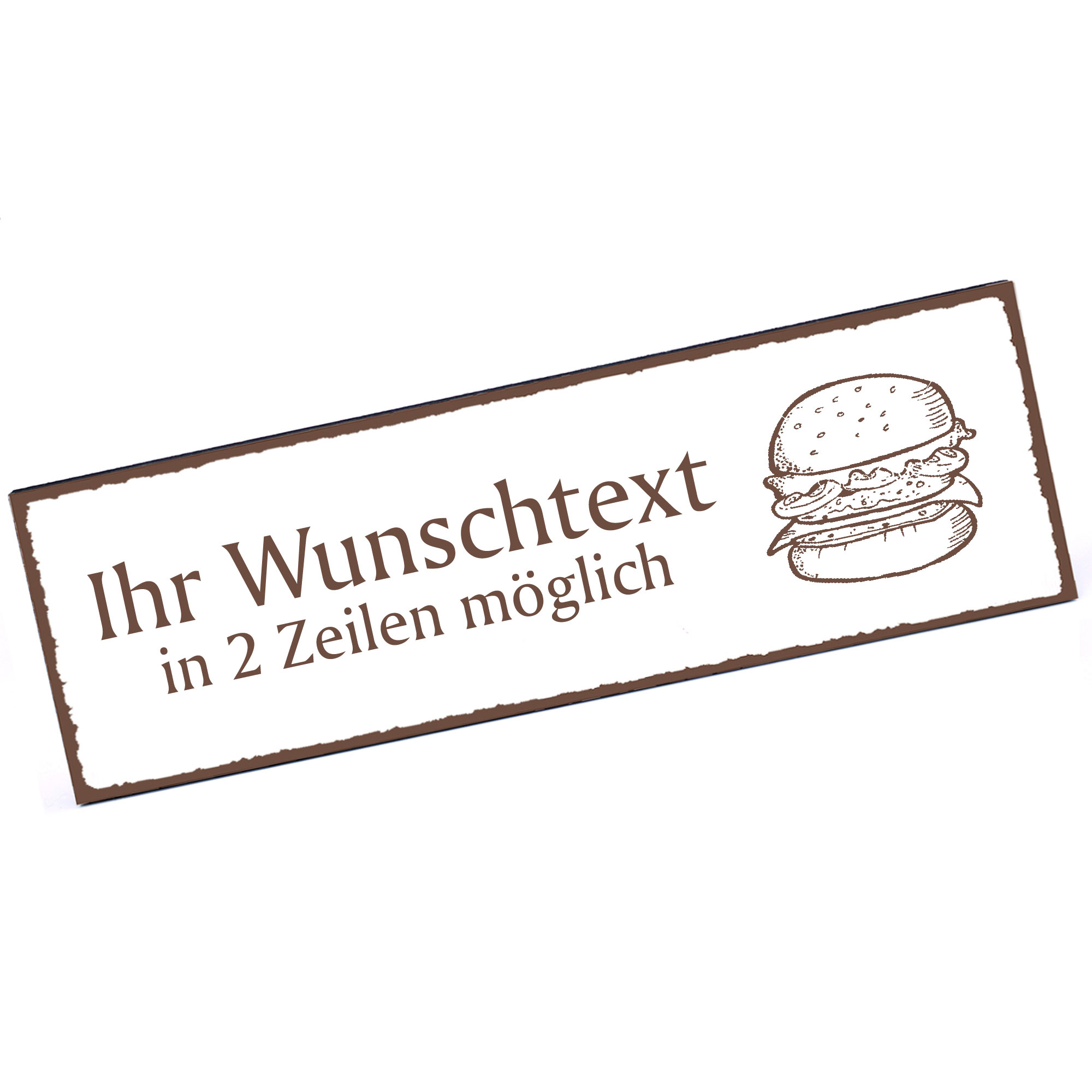 Türschild Burger  Namensschild personalisiert mit Gravur - 150mm x 50mm - selbstklebend