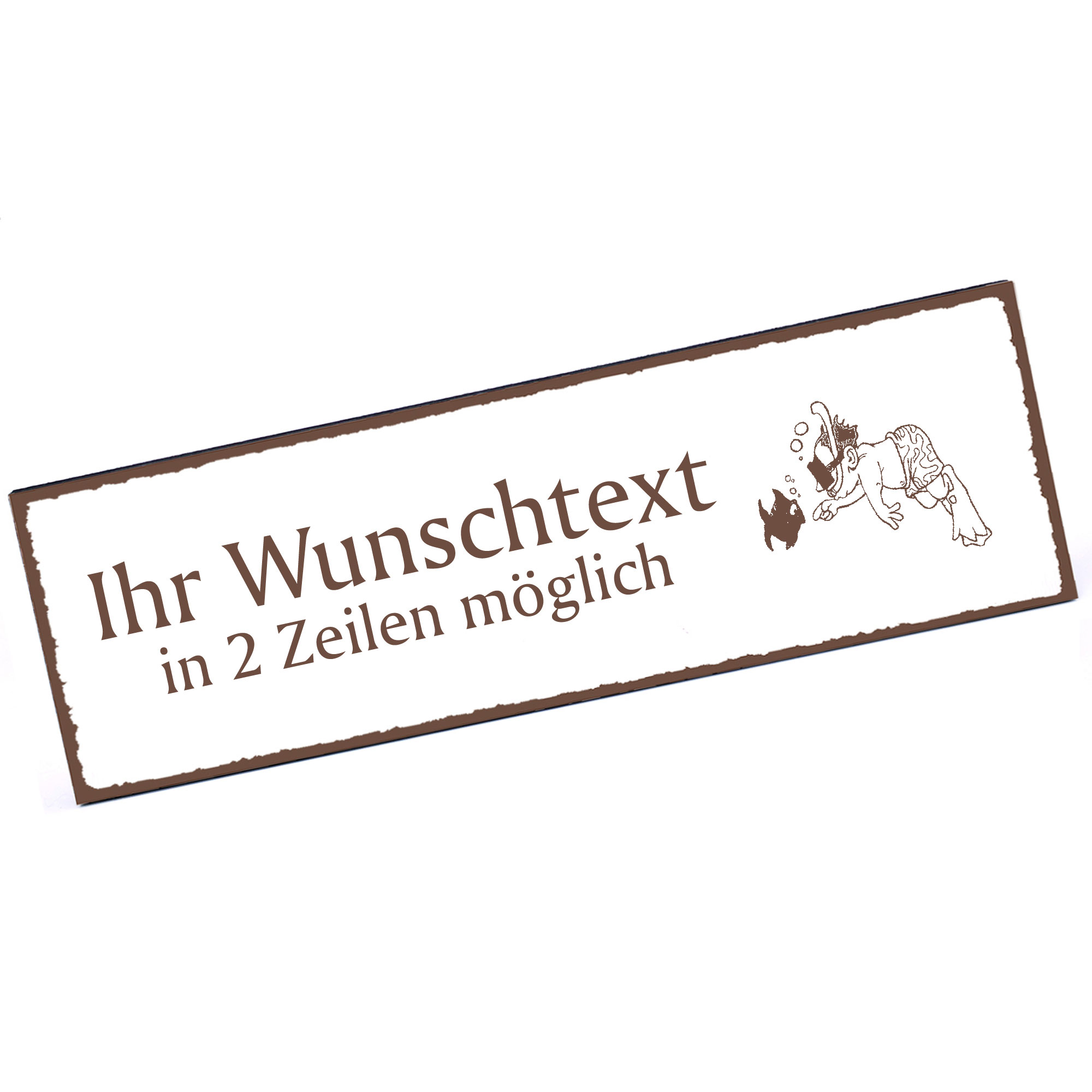 Türschild Schnorcheln mit Fisch  Namensschild personalisiert mit Gravur - 150mm x 50mm - selbstklebe