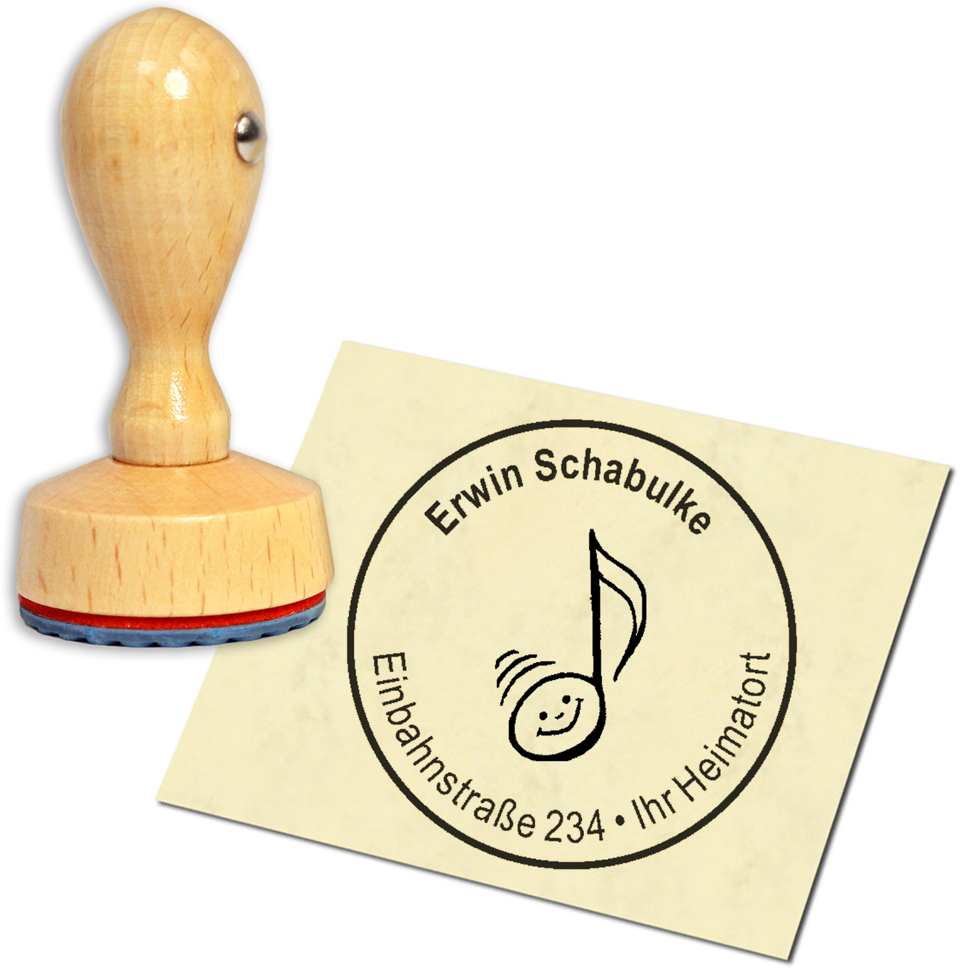 Stempel Adressstempel Holzstempel - Note - rund 40mm