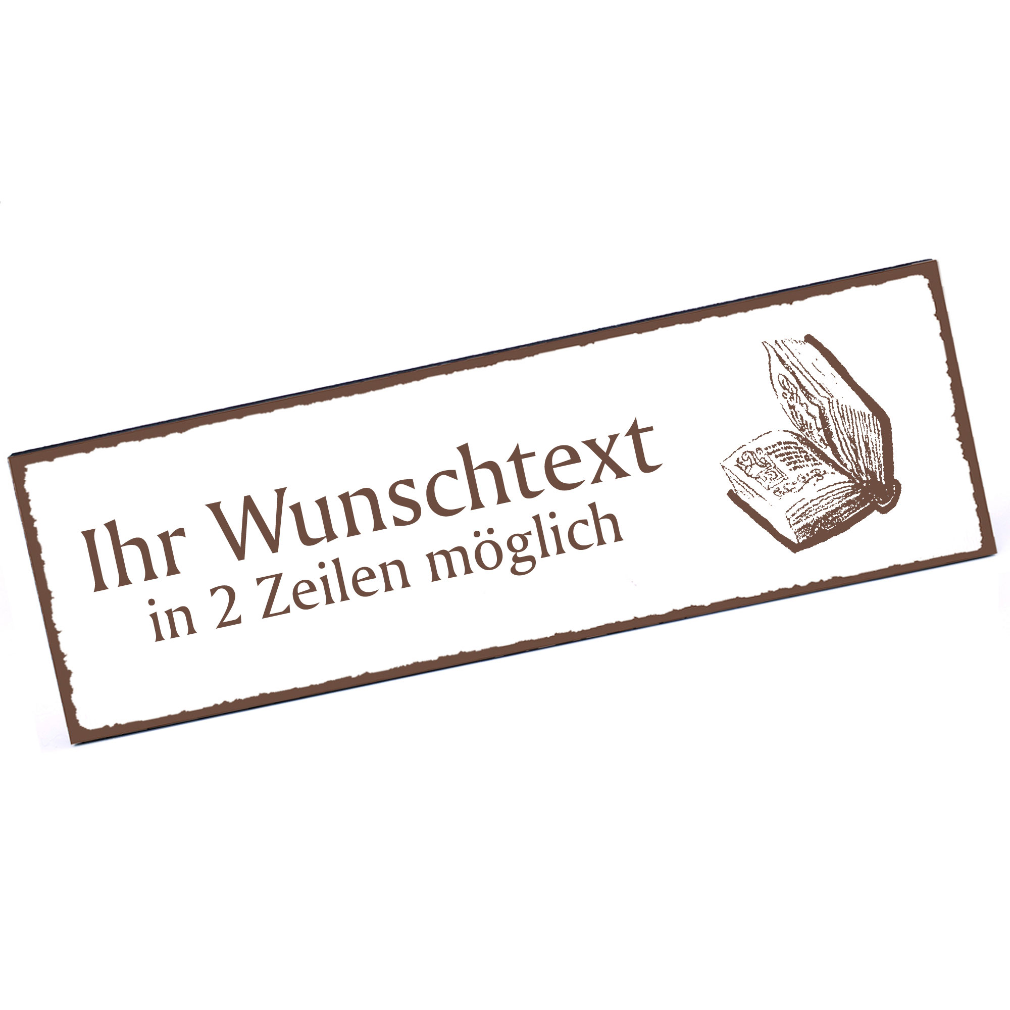 Türschild Buch  Namensschild personalisiert mit Gravur - 150mm x 50mm - selbstklebend