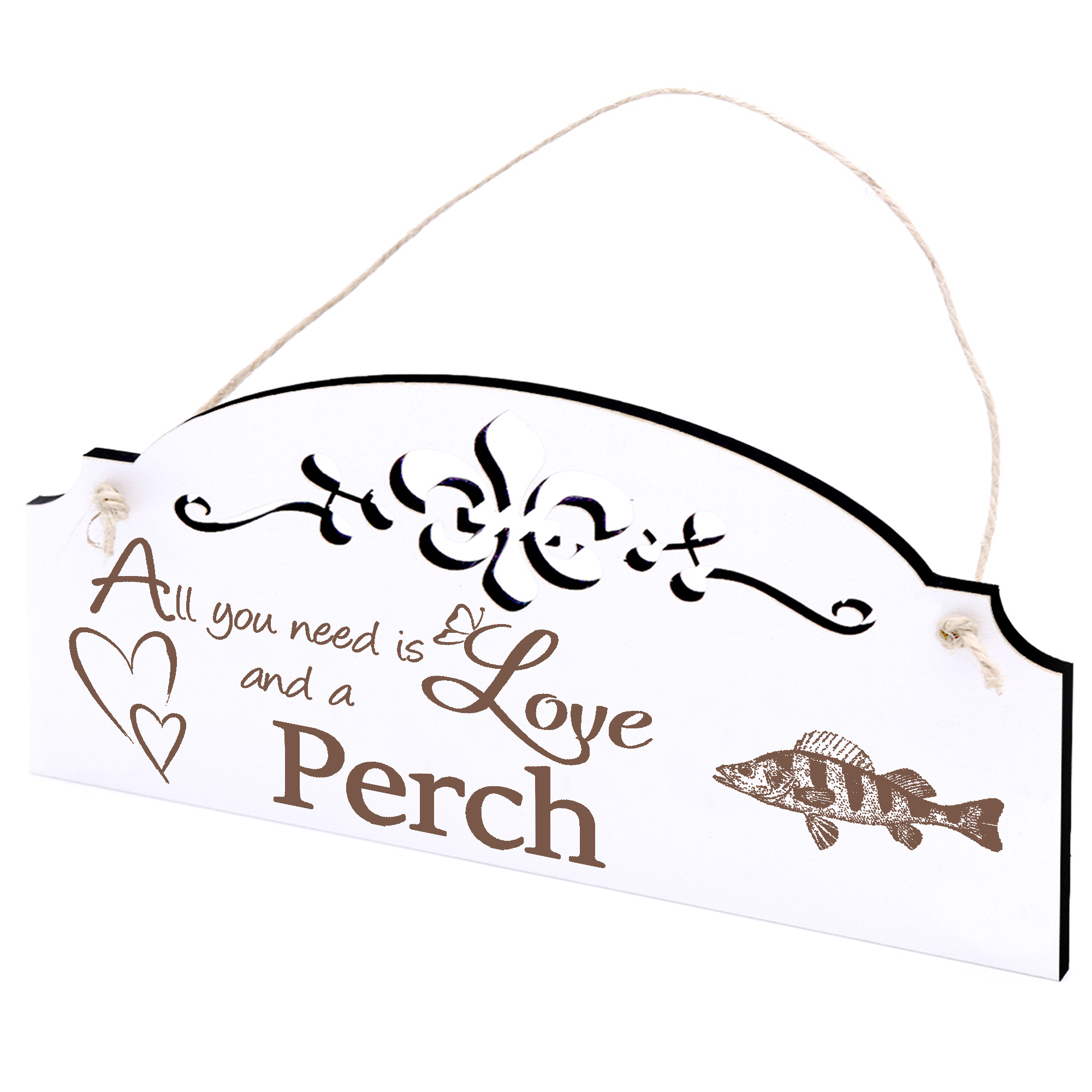 Schild Barsch Deko 20x10cm - All you need is Love and a Perch - Holz