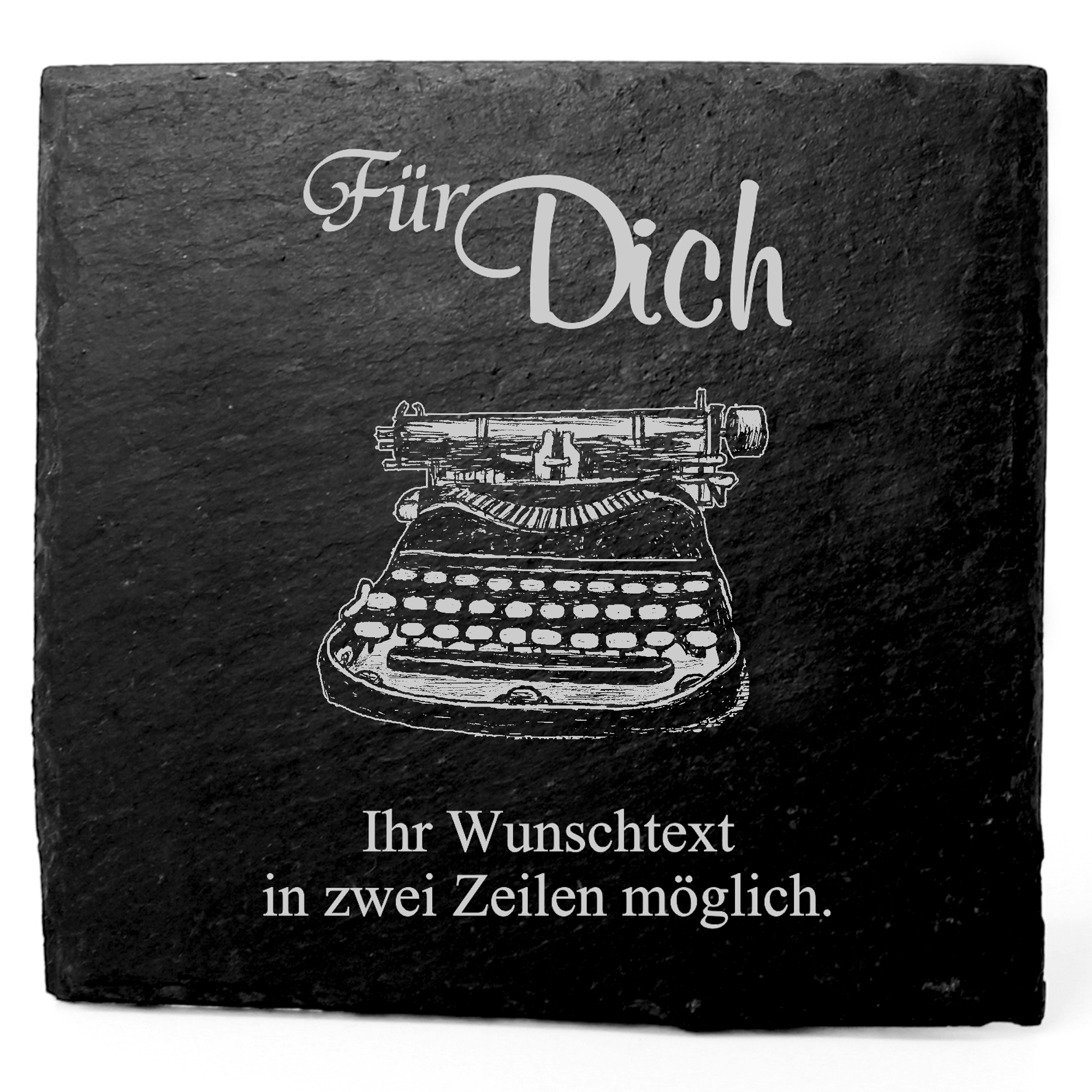 Deko Schiefer Untersetzer personalisiert alte Schreibmaschine - Für Dich - 11x11cm