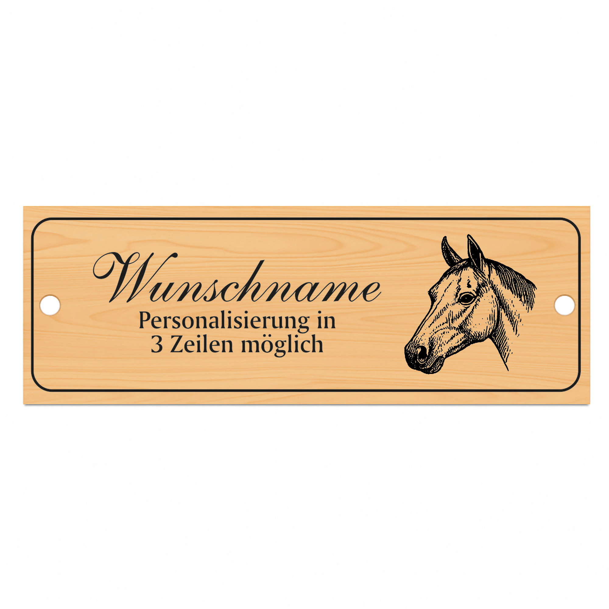 Stallschild Arabisches Vollblut personalisierbar mit Wunschtext – Stalltafel Pferdeschild Pferdebox Holzoptik - 20×7,5 cm
