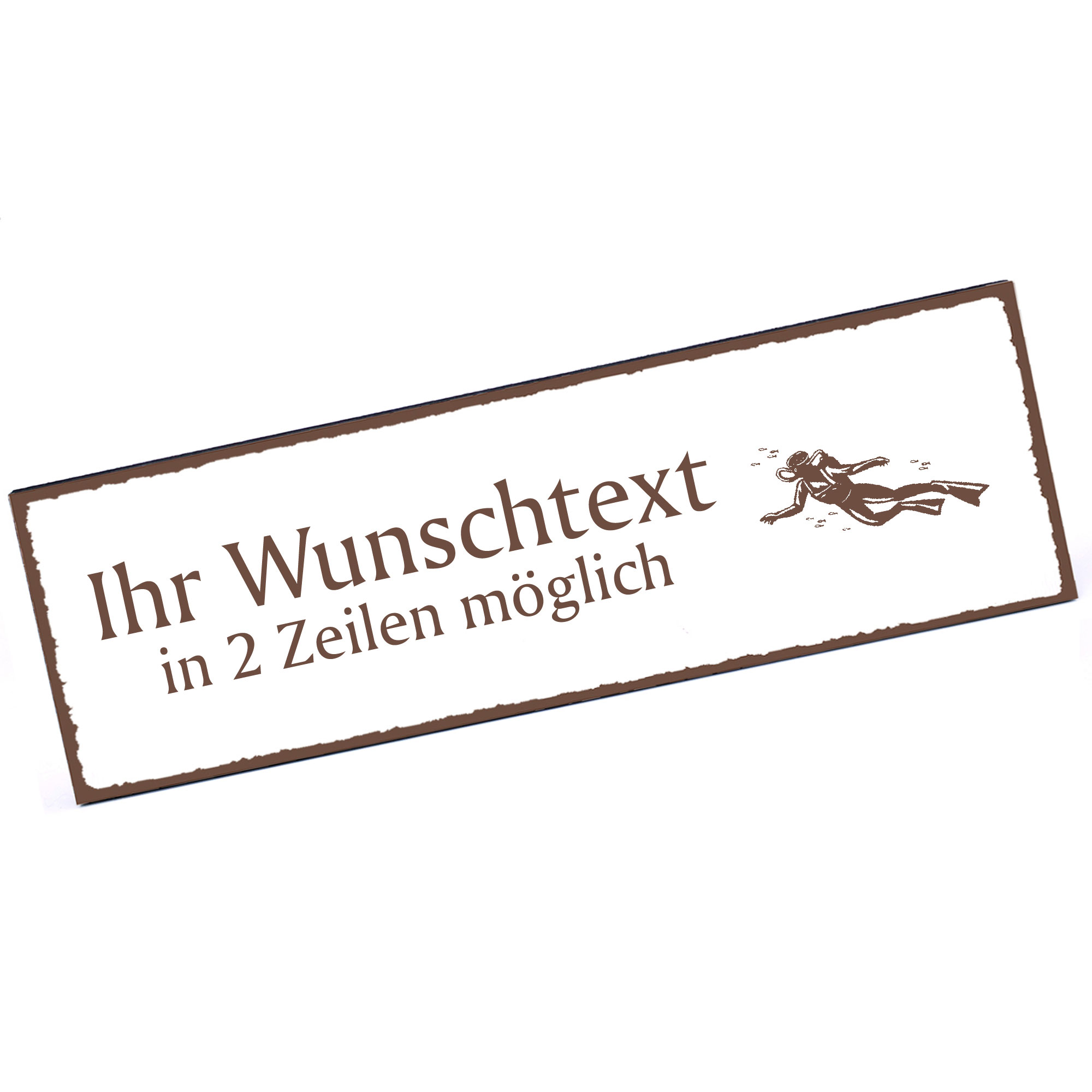 Türschild Taucherin  Namensschild personalisiert mit Gravur - 150mm x 50mm - selbstklebend