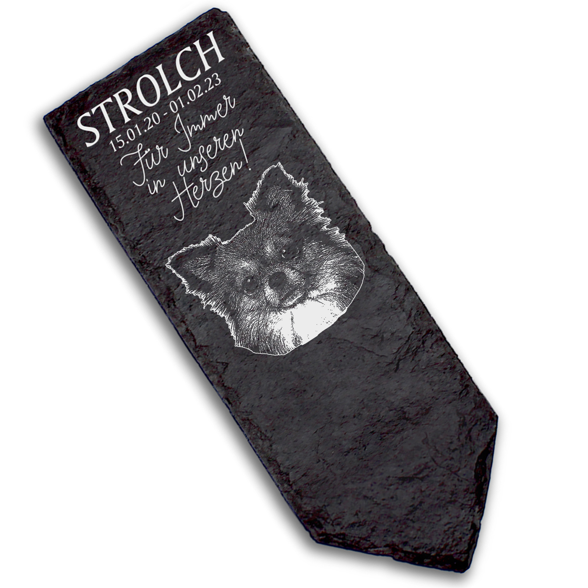 Grabstecker Grabschmuck Grabstein - Chihuahua Langhaar  - Personalisiert Grab Deko 8 x 22 cm Grabdek