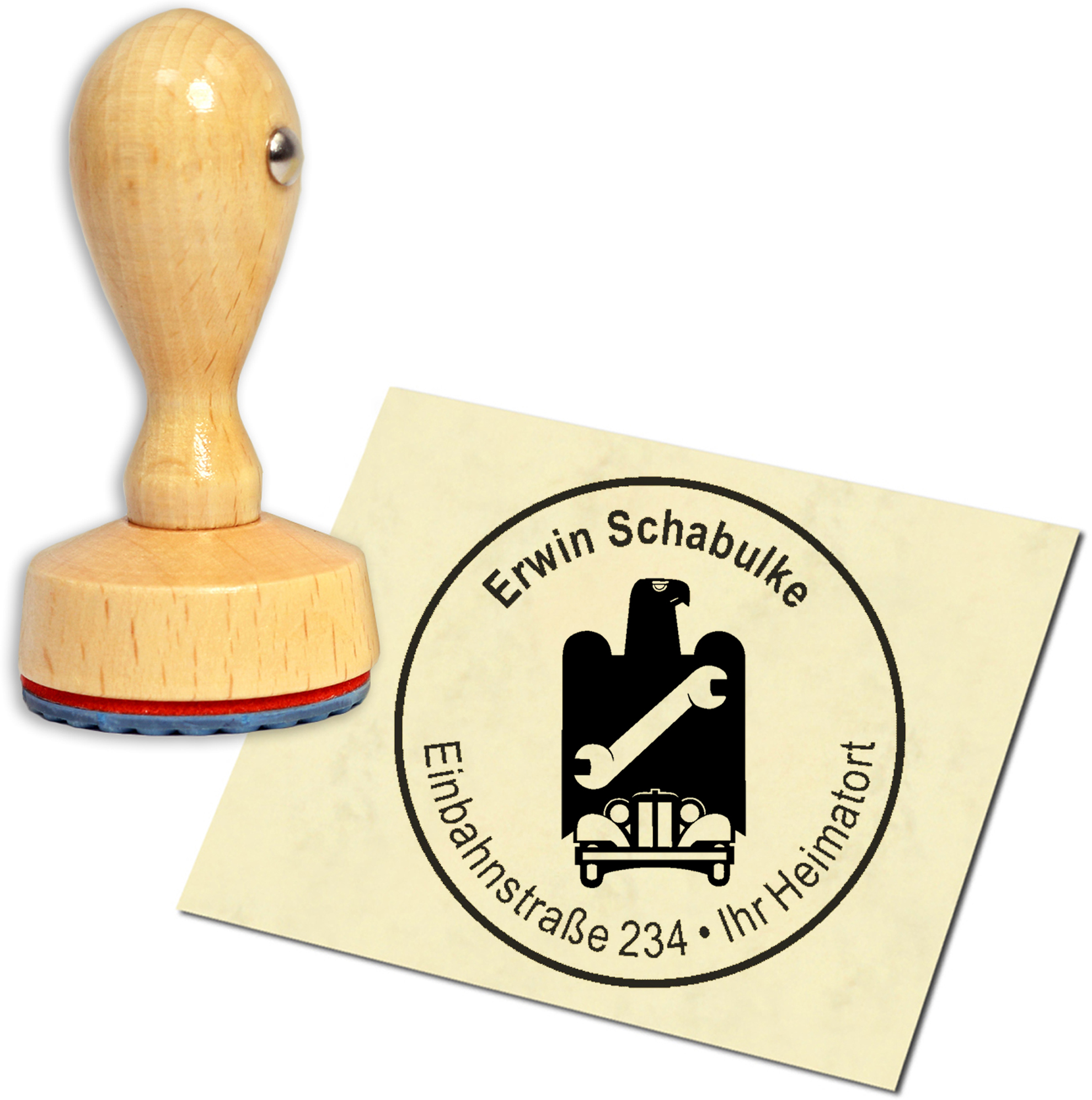 Stempel Adressstempel Holzstempel - Mechaniker - rund 40mm