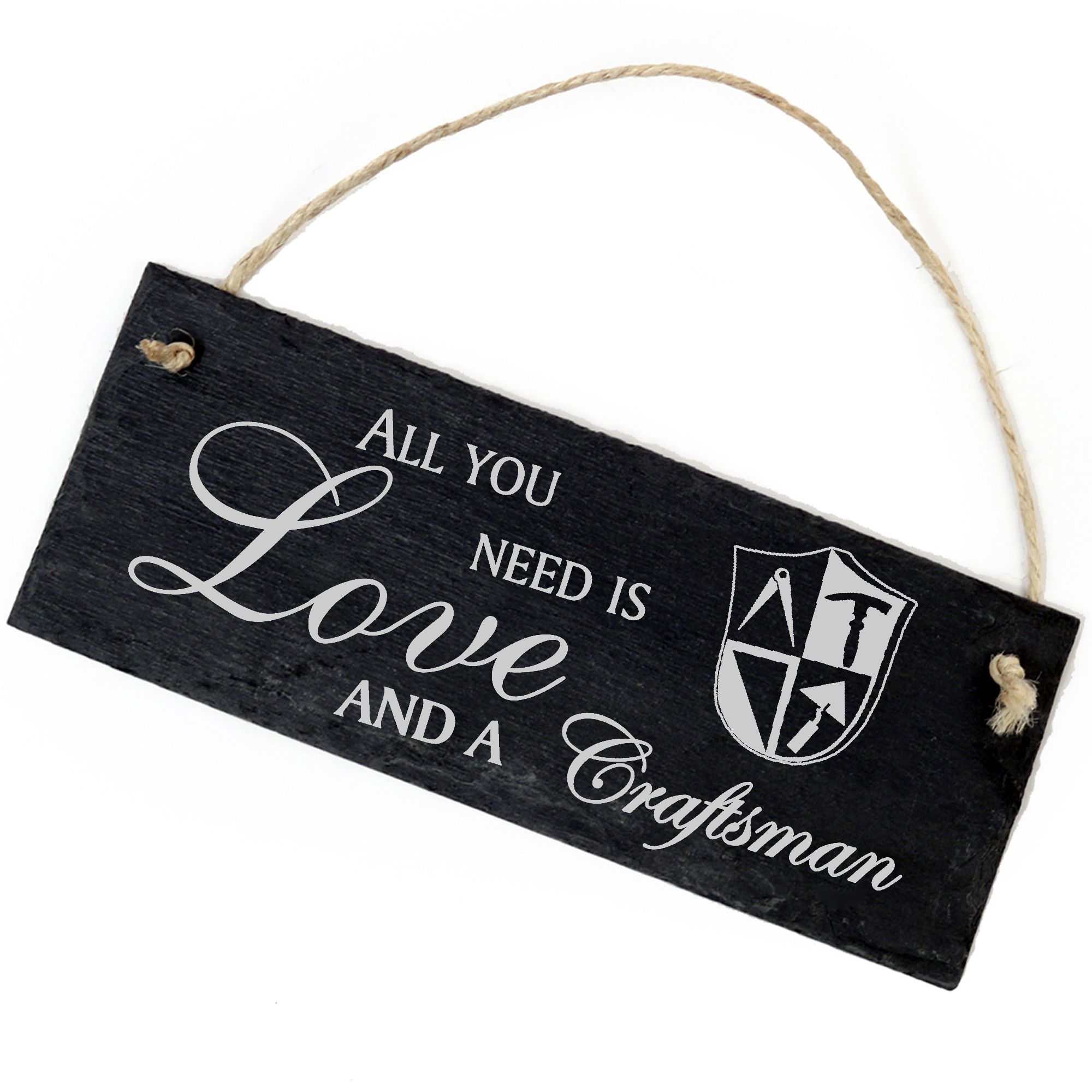 Schiefertafel Deko Bau Handwerk Schild 22 x 8 cm - All you need is Love and a Craftsman
