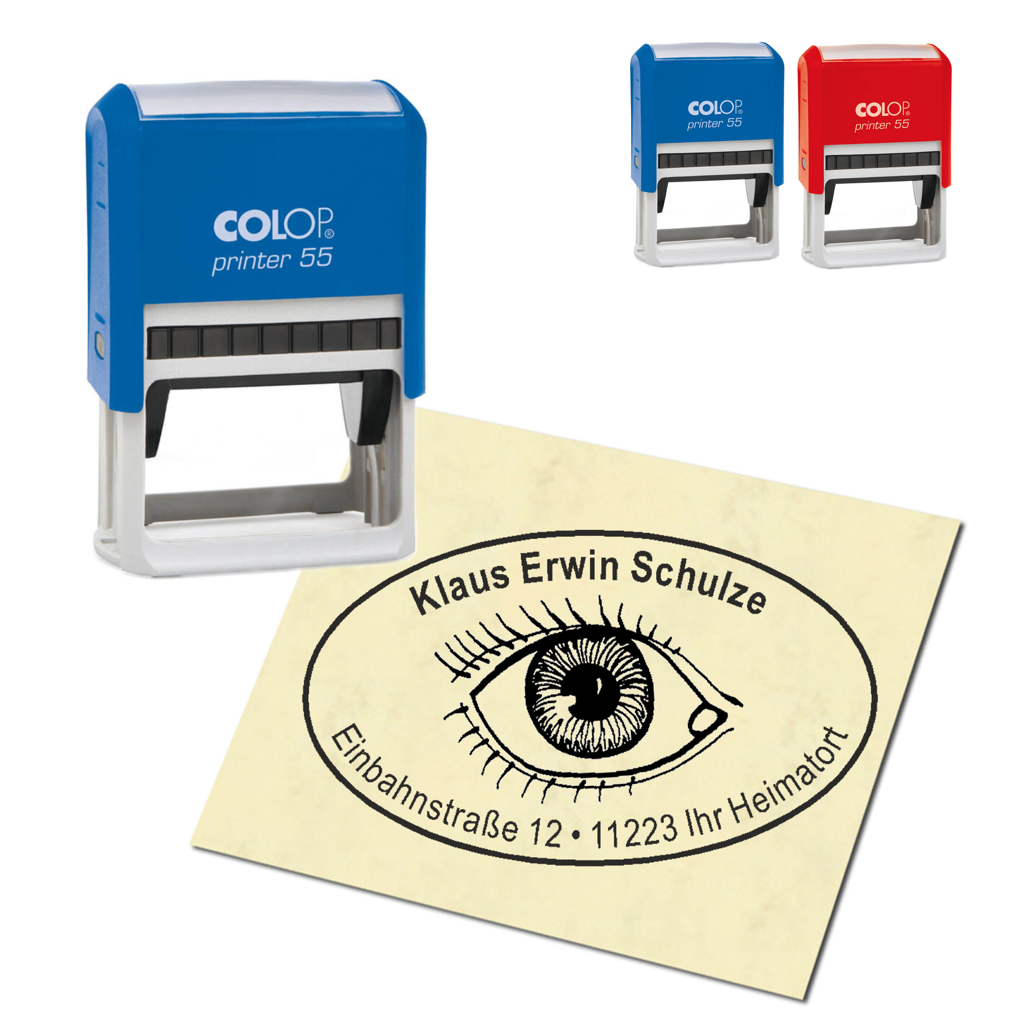 Adressstempel personalisiert Stempel - Auge - oval 59 x 39 mm