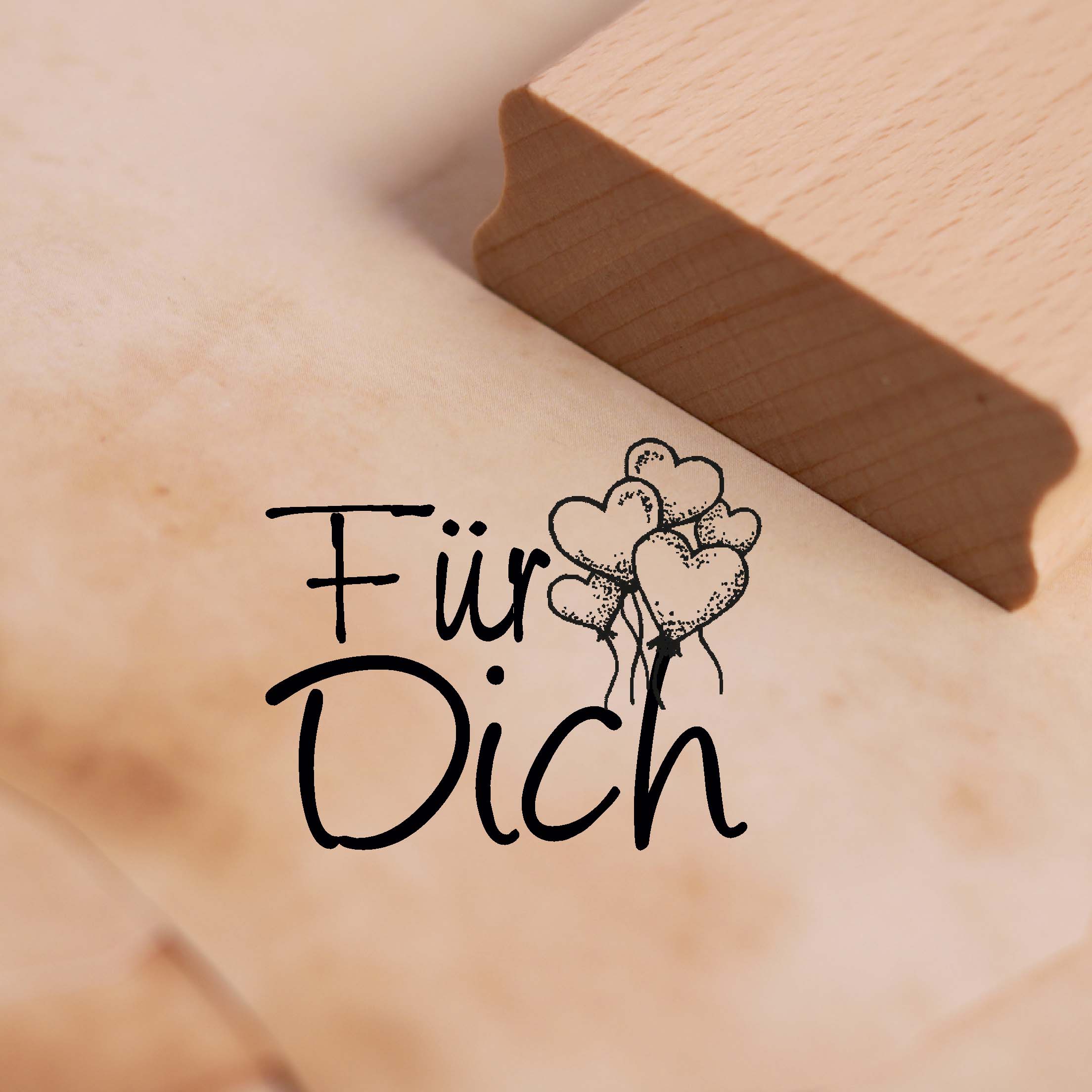 Motivstempel Für dich Stempel Herz Ballons 48 x 38 mm