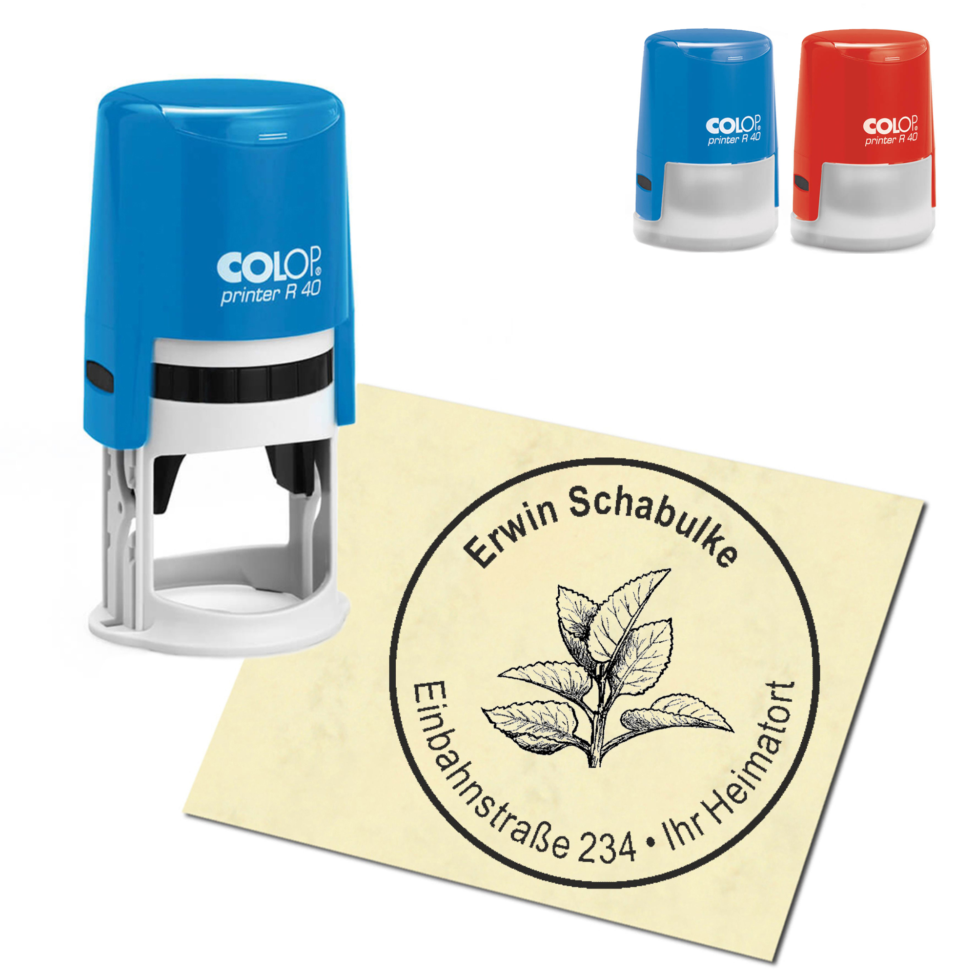 Stempel Adressstempel personalisiert - Salbei - rund &empty; 40mm