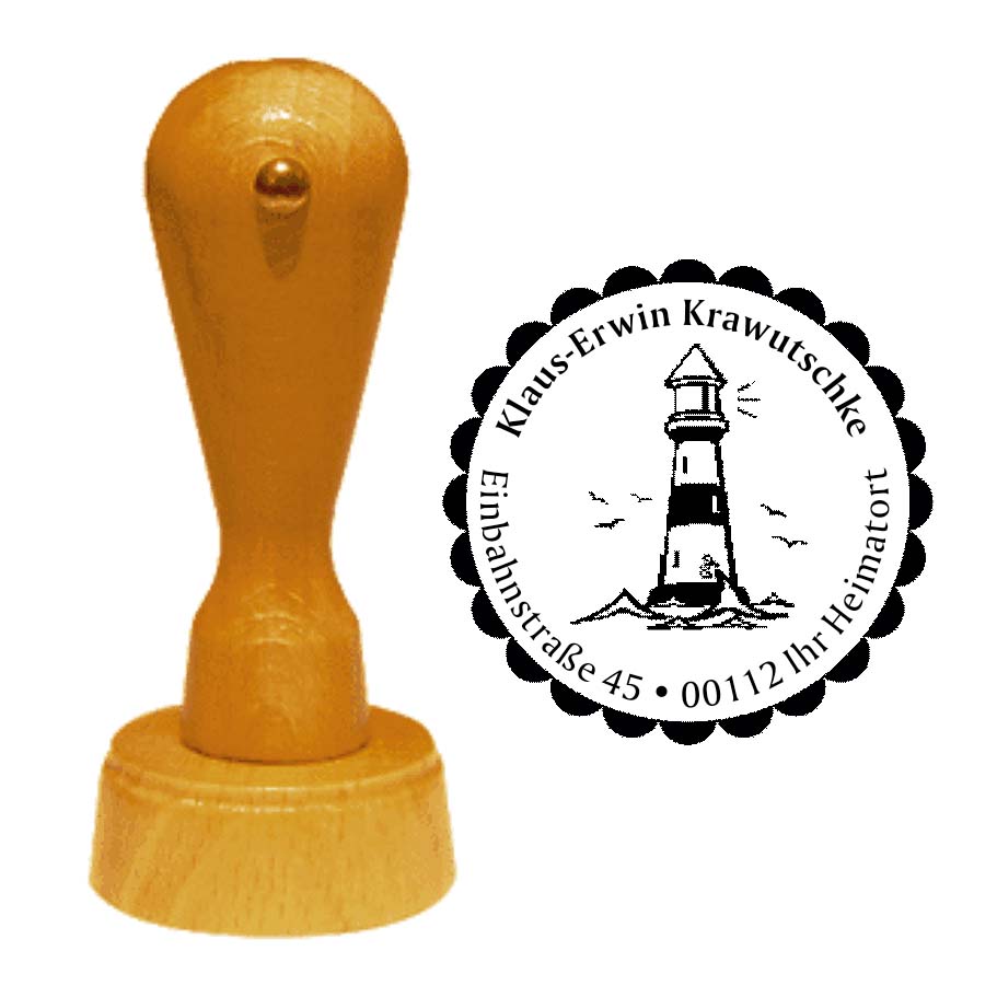 Adressenstempel « LEUCHTTURM 02 » mit persönlichem Wunschtext