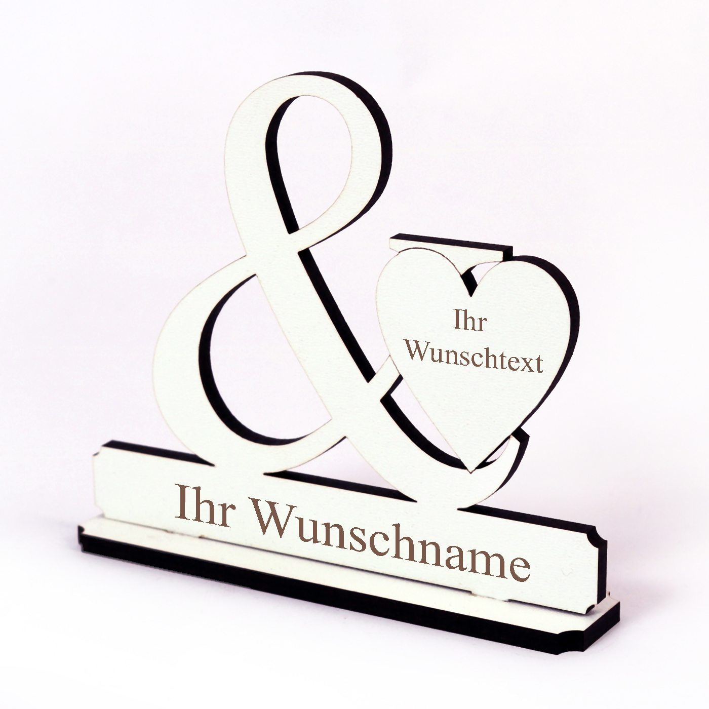 Zeichen & mit Herz - Name und Wunschgravur - Schild zum Hinstellen