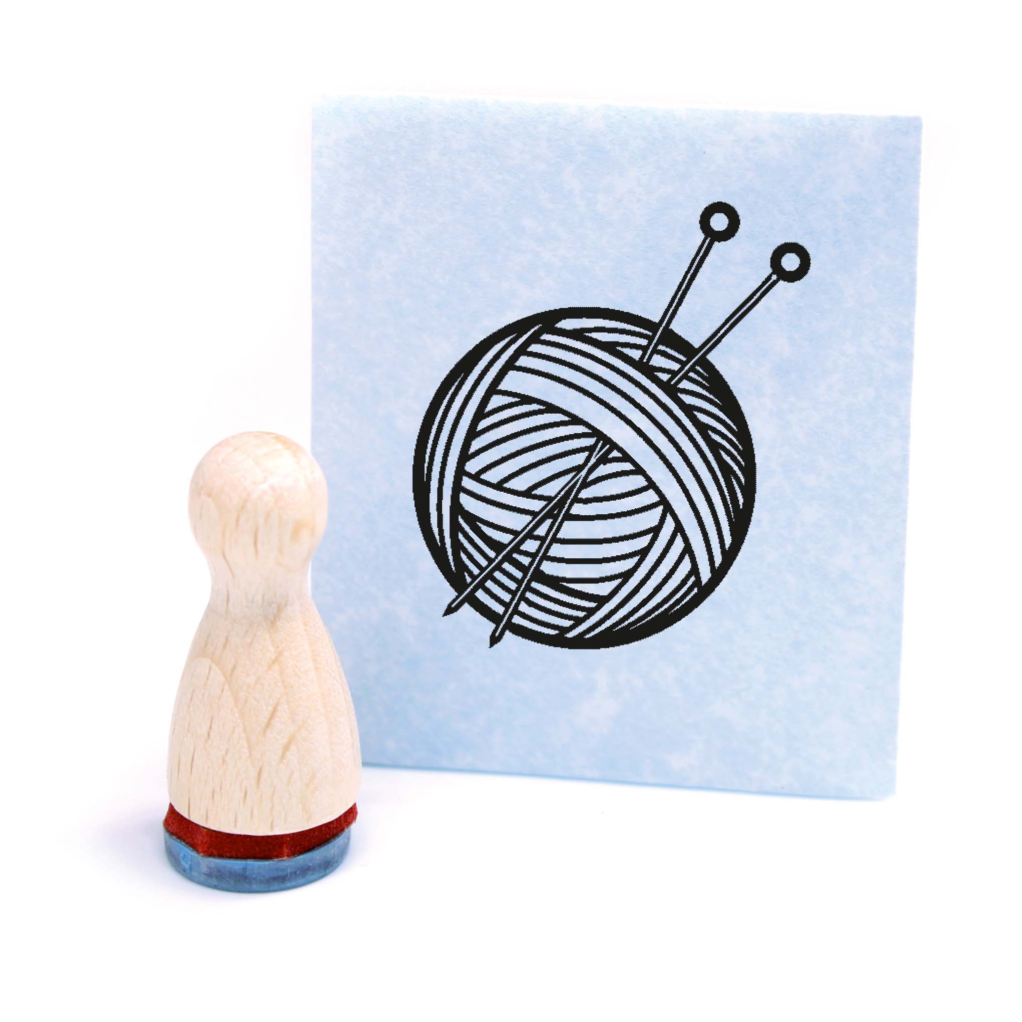 Ministempel Wollknäuel - Holzstempel mini Motivstempel Ø12 mm