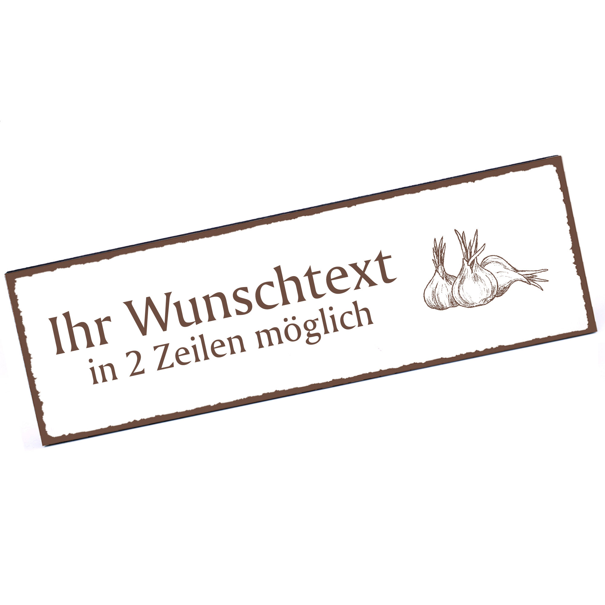 Türschild Knoblauch drei Zehen  Namensschild personalisiert mit Gravur - 150mm x 50mm - selbstkleben
