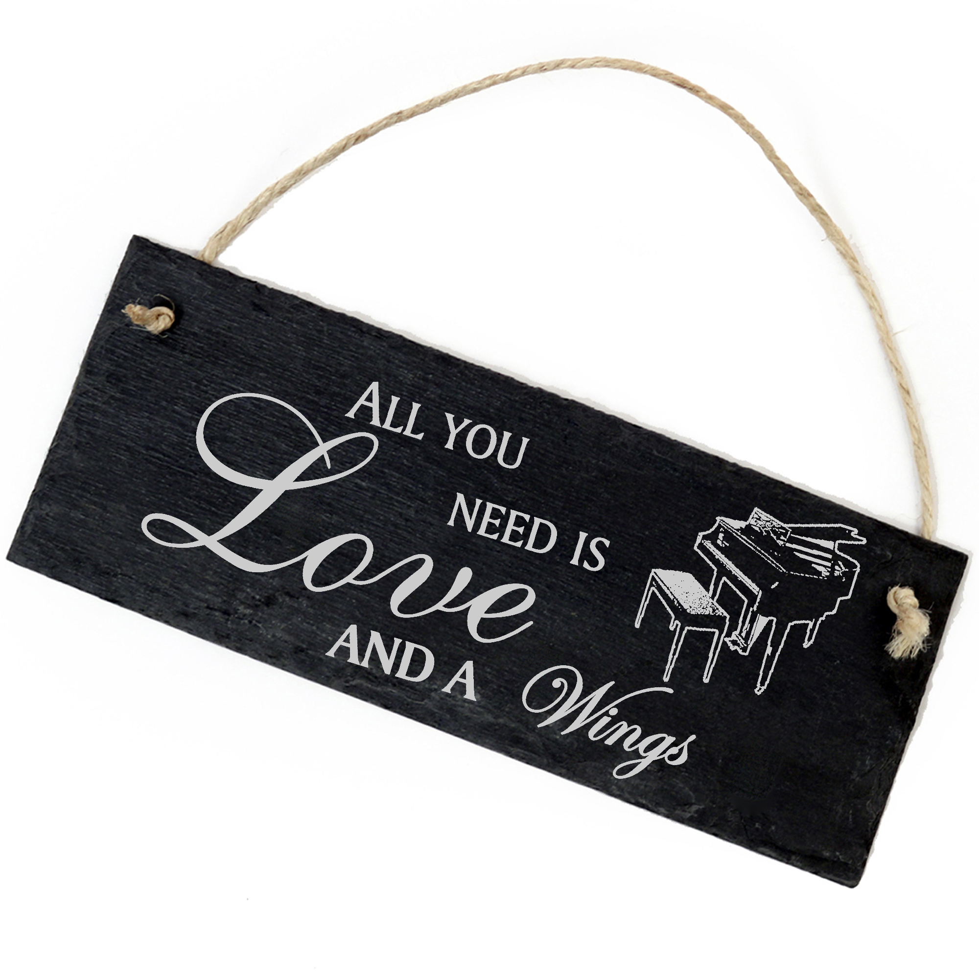 Schiefertafel Deko Flügel Schild 22 x 8 cm - All you need is Love and a Wings