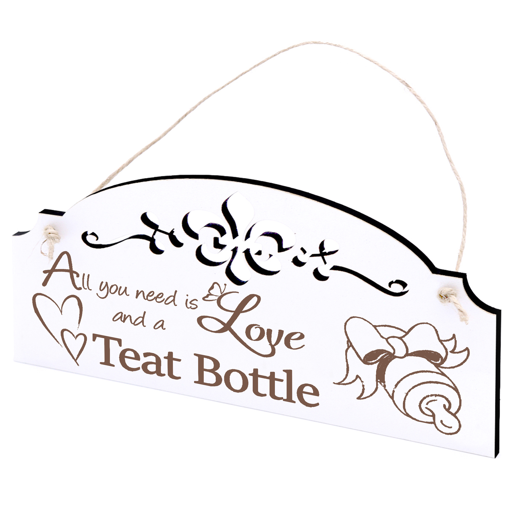 Schild Nuckelflasche Deko 20x10cm - All you need is Love and a Teat Bottle - Holz