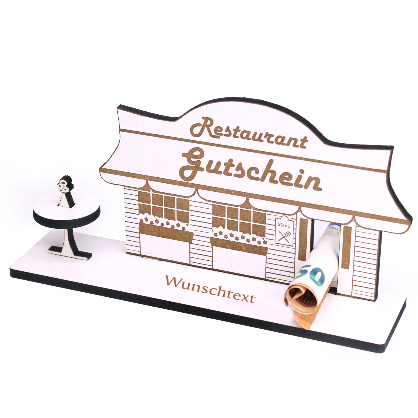 Geldgeschenk Restaurant Gutschein - Gutscheingeschenk mit Wunschtext - ca. 20 x 10 cm