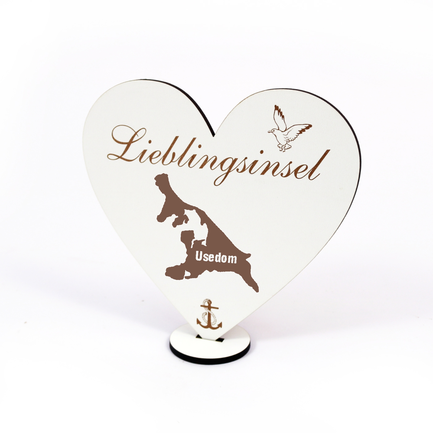 Maritimes Schild « LIEBLINGSINSEL USEDOM » zum Hinstellen
