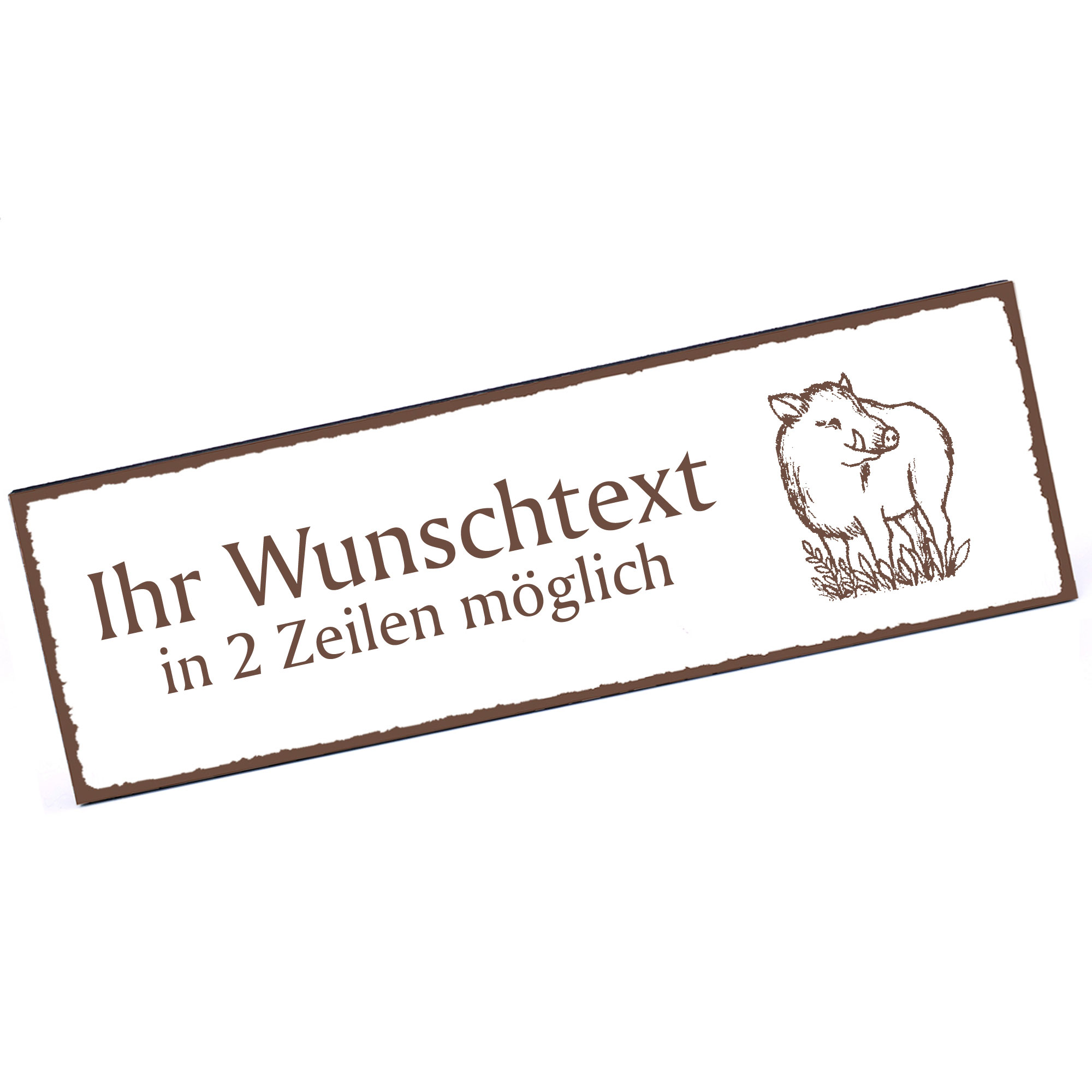 Türschild niedlicher Keiler Wildschwein  Namensschild personalisiert mit Gravur - 150mm x 50mm - sel