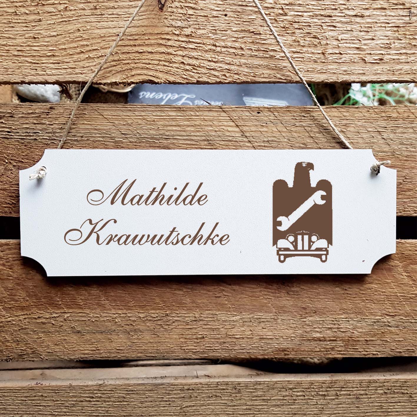 Schild « KFZ Werkstatt » Namensschild Türschild zum Anhängen - 20 x 6,7 cm