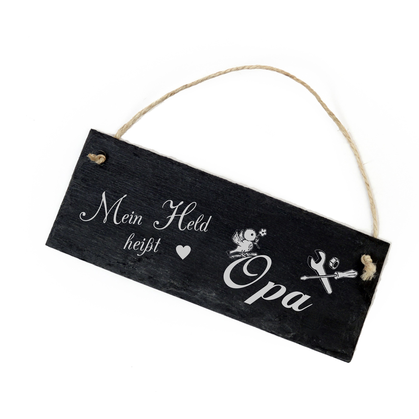 Opa Schild aus Schiefer - mein Opa Held heißt Opa - 22x8cm