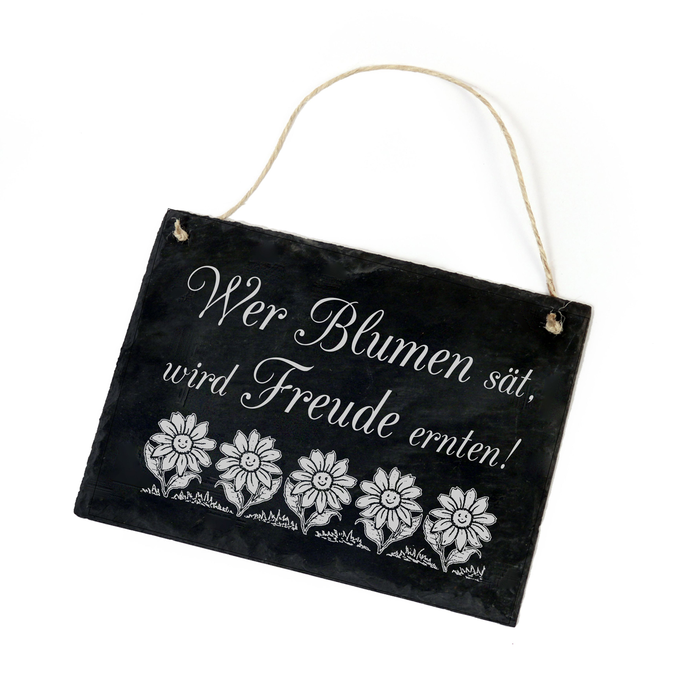 Schiefertafel « Wer Blumen sät, wird Freude ernten » Schild - 22x16