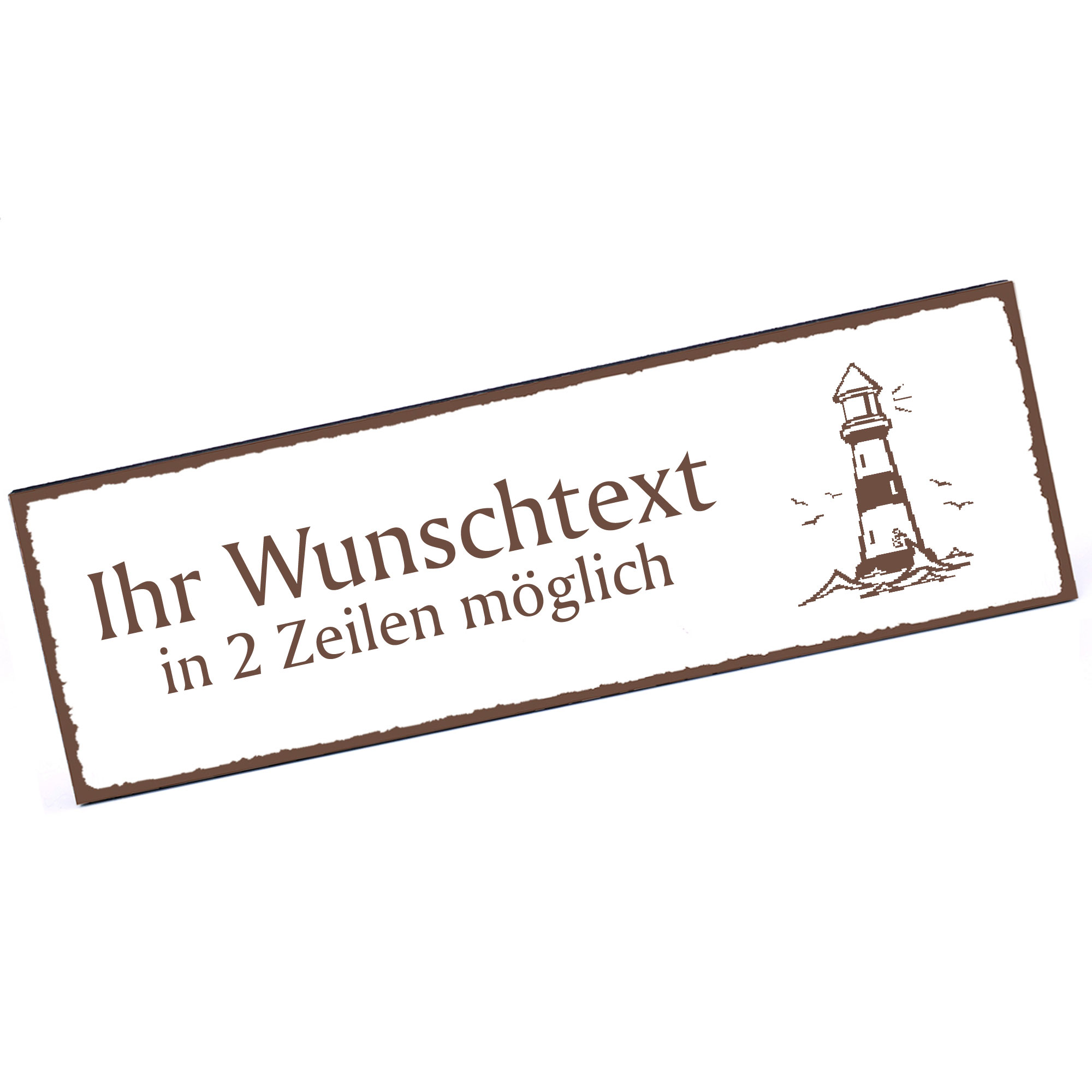 Türschild Leuchtturm Mit Vögel  Namensschild personalisiert mit Gravur - 150mm x 50mm - selbstkleben