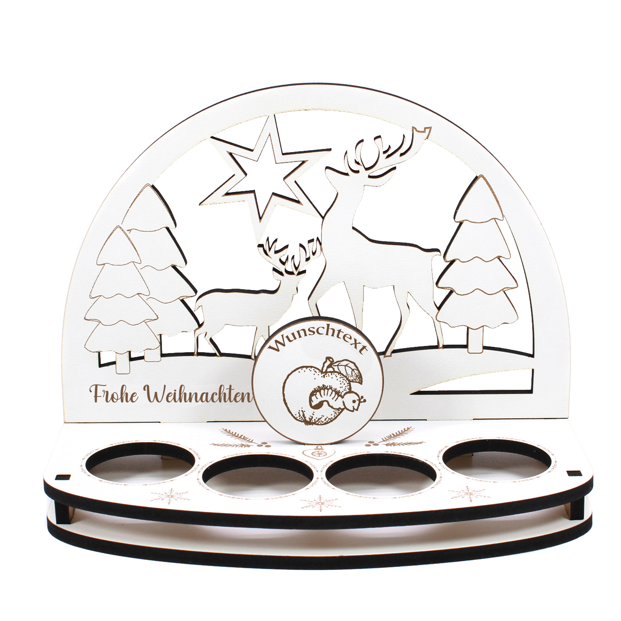 Deko Schwibbogen Apfel mit Wurm Teelichthalter personalisiert Weihnachten Weihnachtsdekoration