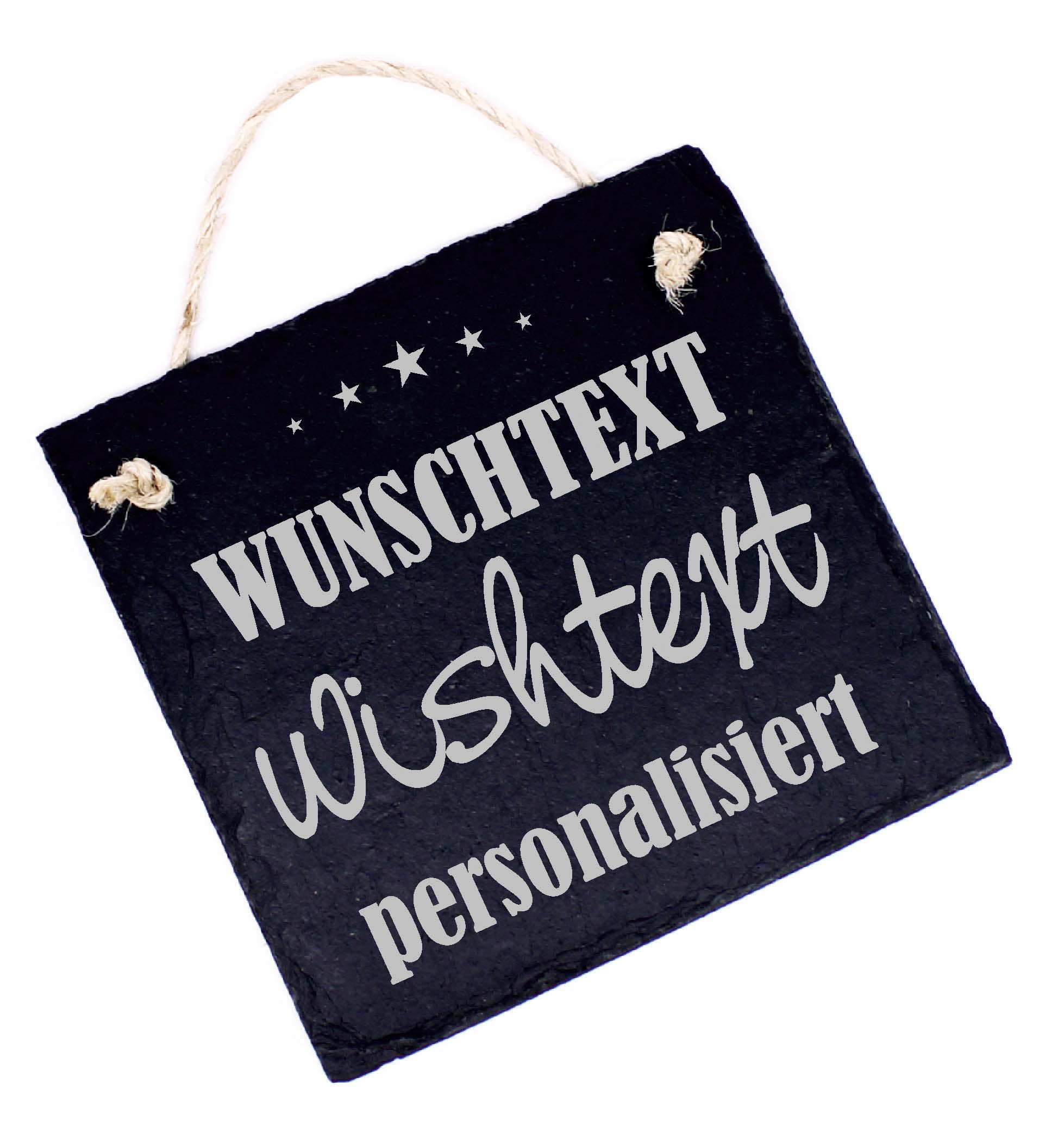 Denglisch Spruch Schild graviert Wunschtext personalisiert WISHTEXT Türschild Schiefer 11x11cm