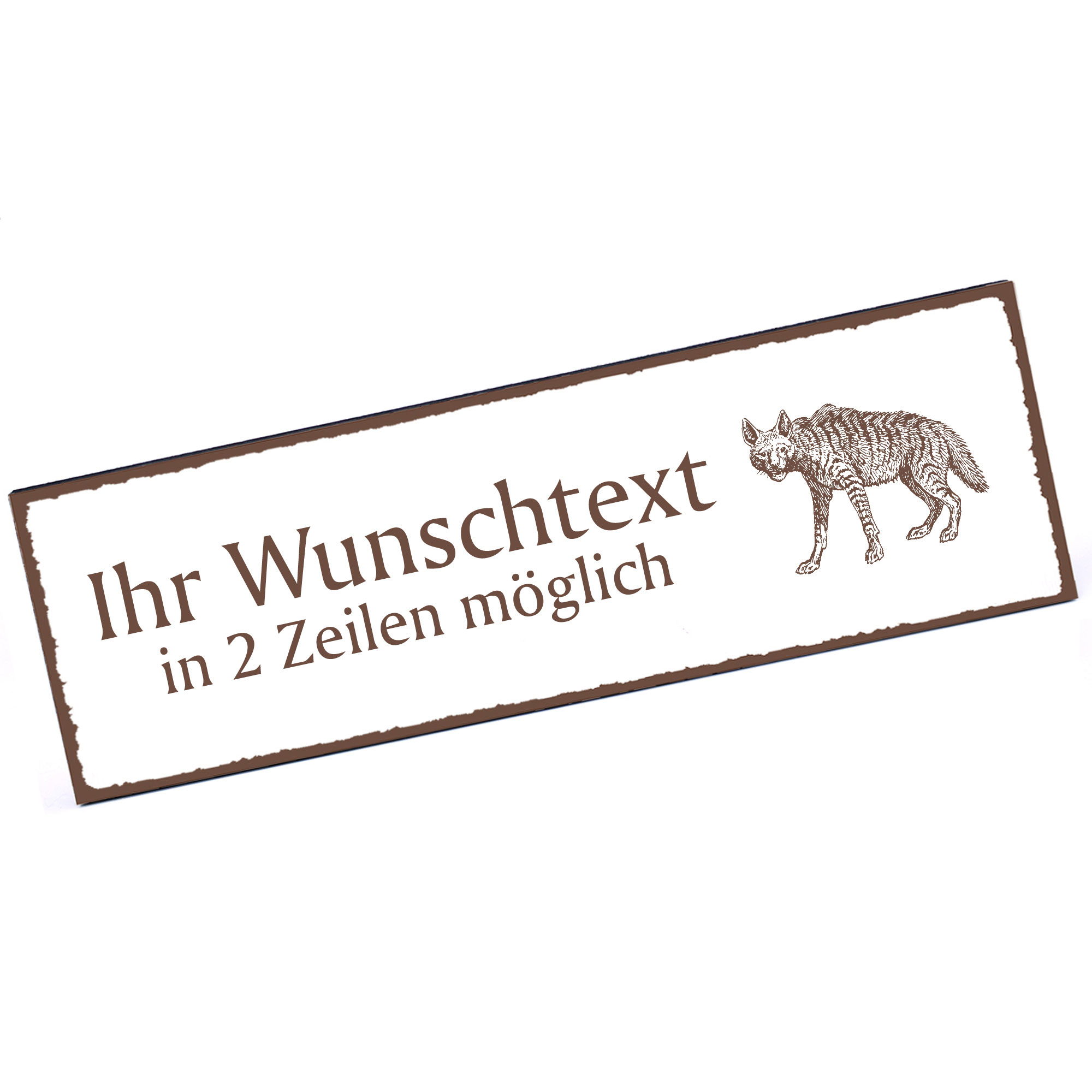 Türschild Hyäne  Namensschild personalisiert mit Gravur - 150mm x 50mm - selbstklebend