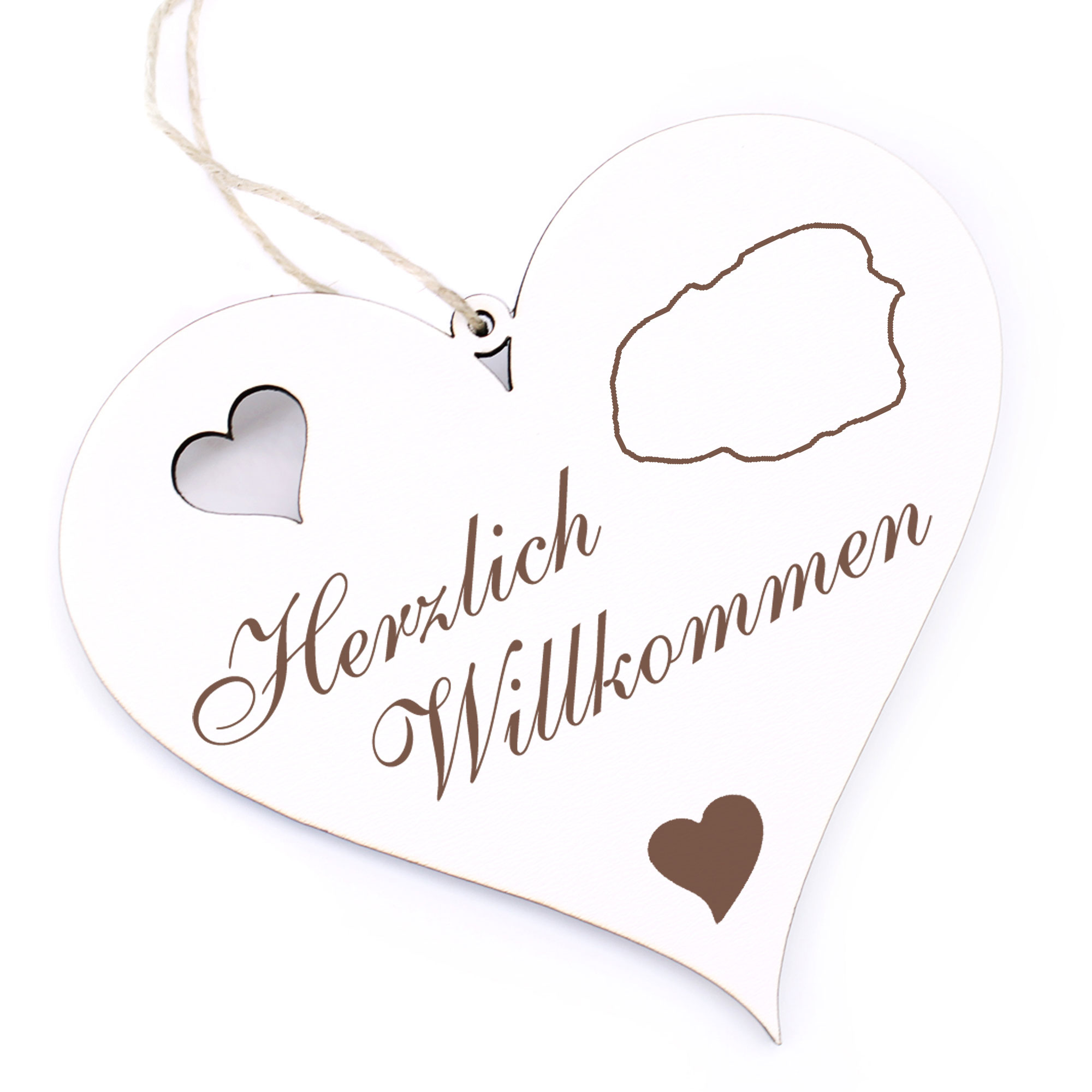 Herzlich Willkommen Schild - Insel Föhr - Deko Herz Holz
