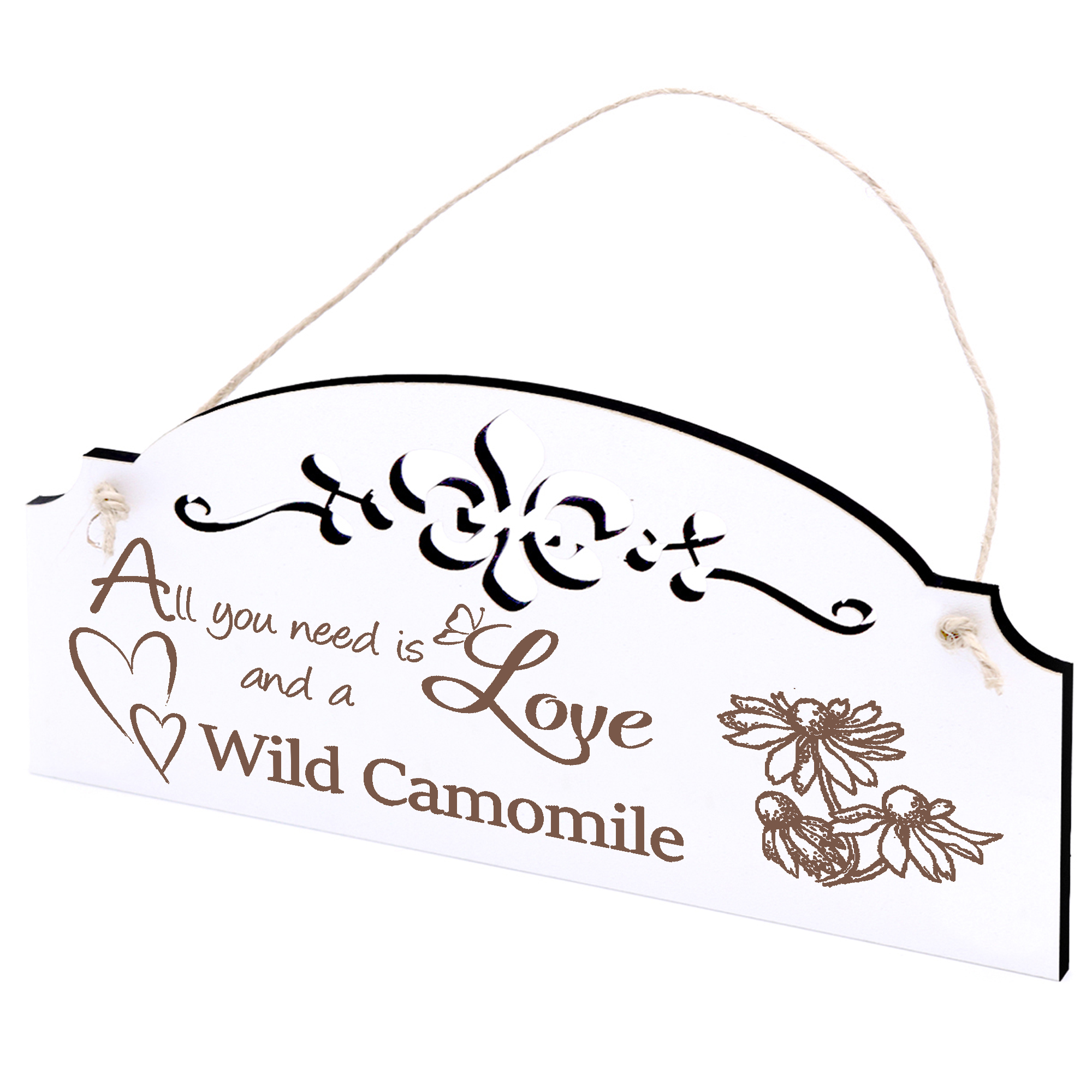Schild wilde Kamille Deko 20x10cm - All you need is Love and a Wild Camomile - Holz