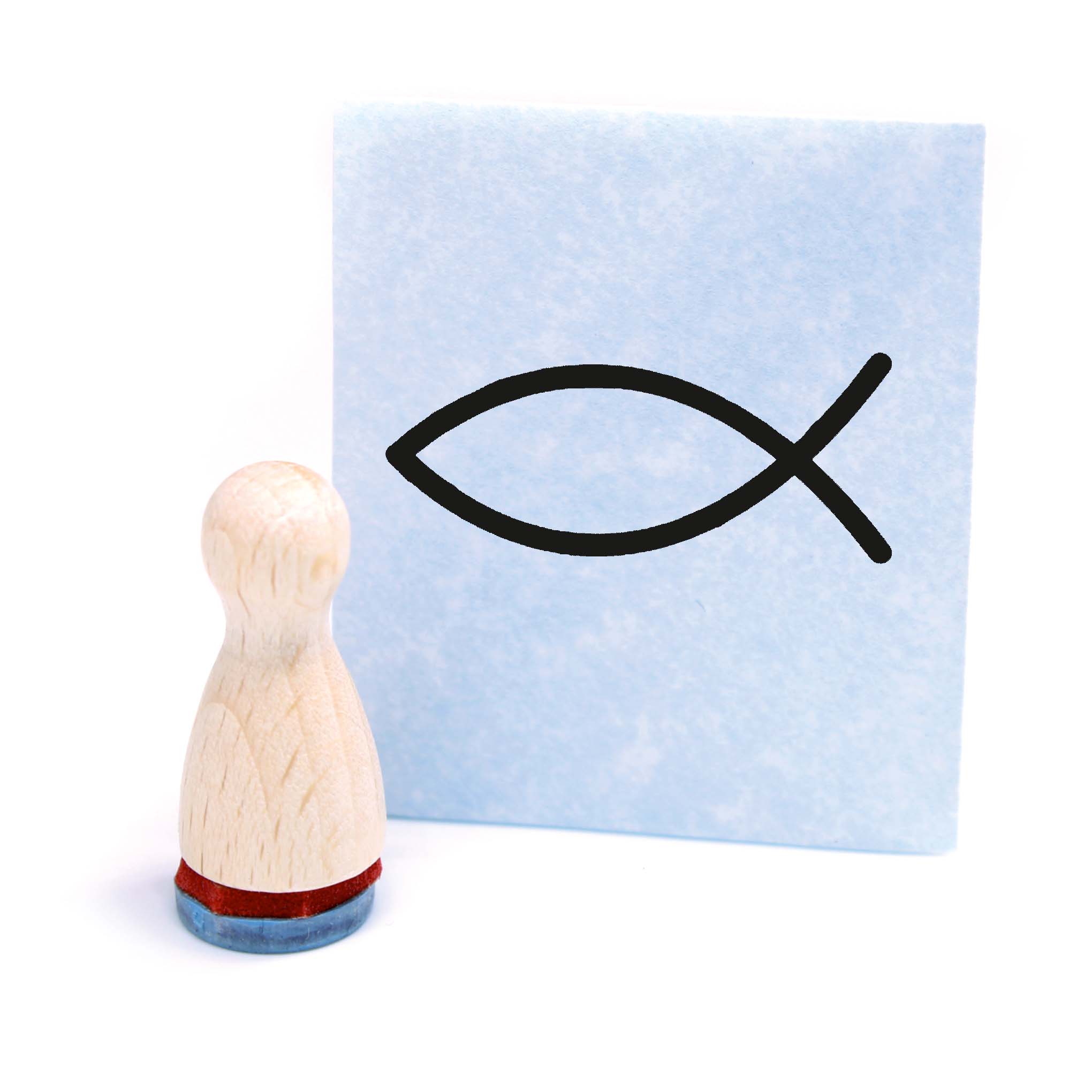Ministempel Christenfisch Ichthys Fisch - Holzstempel mini Motivstempel Ø12 mm