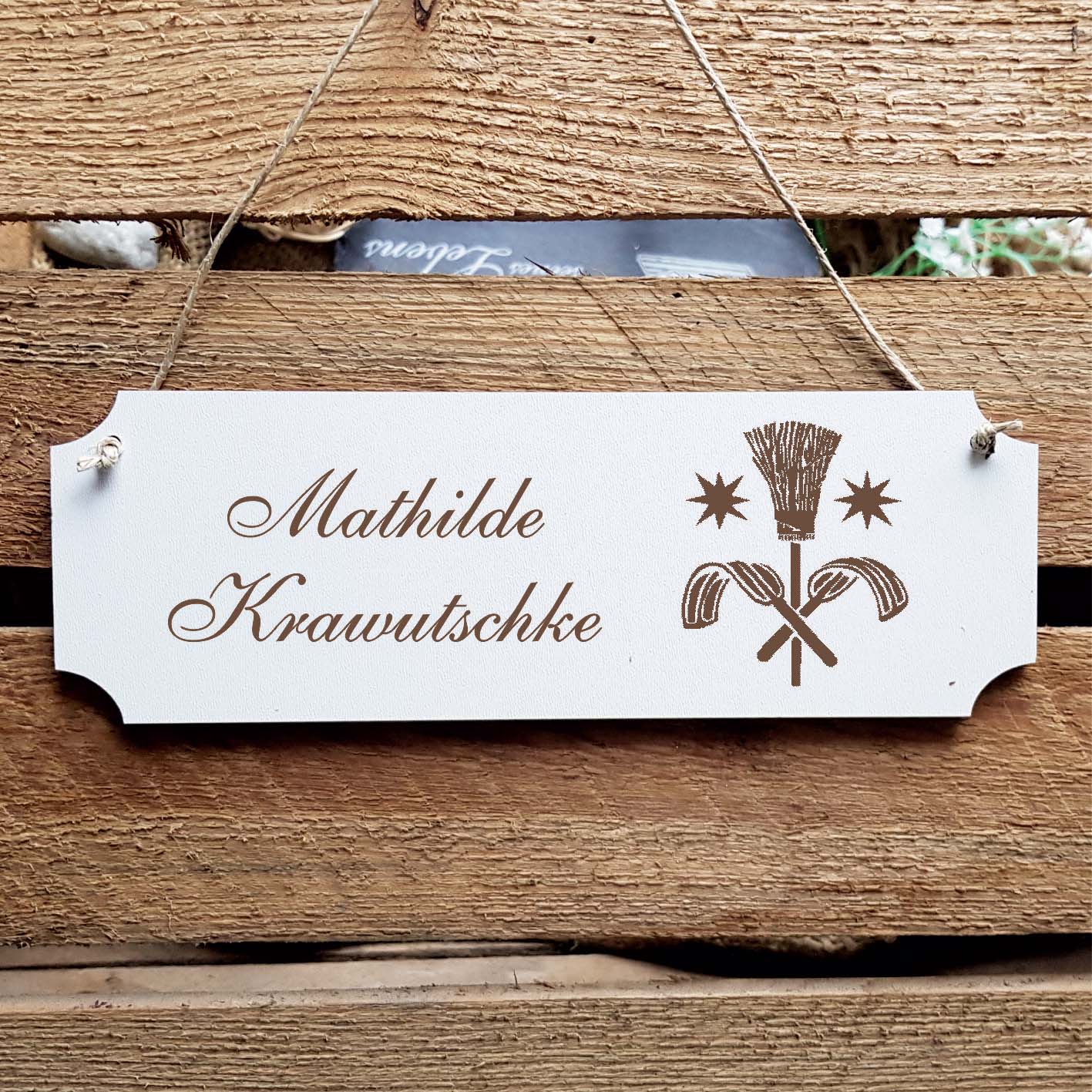 Schild « Schornsteinfeger » Namensschild Türschild zum Anhängen - 20 x 6,7 cm
