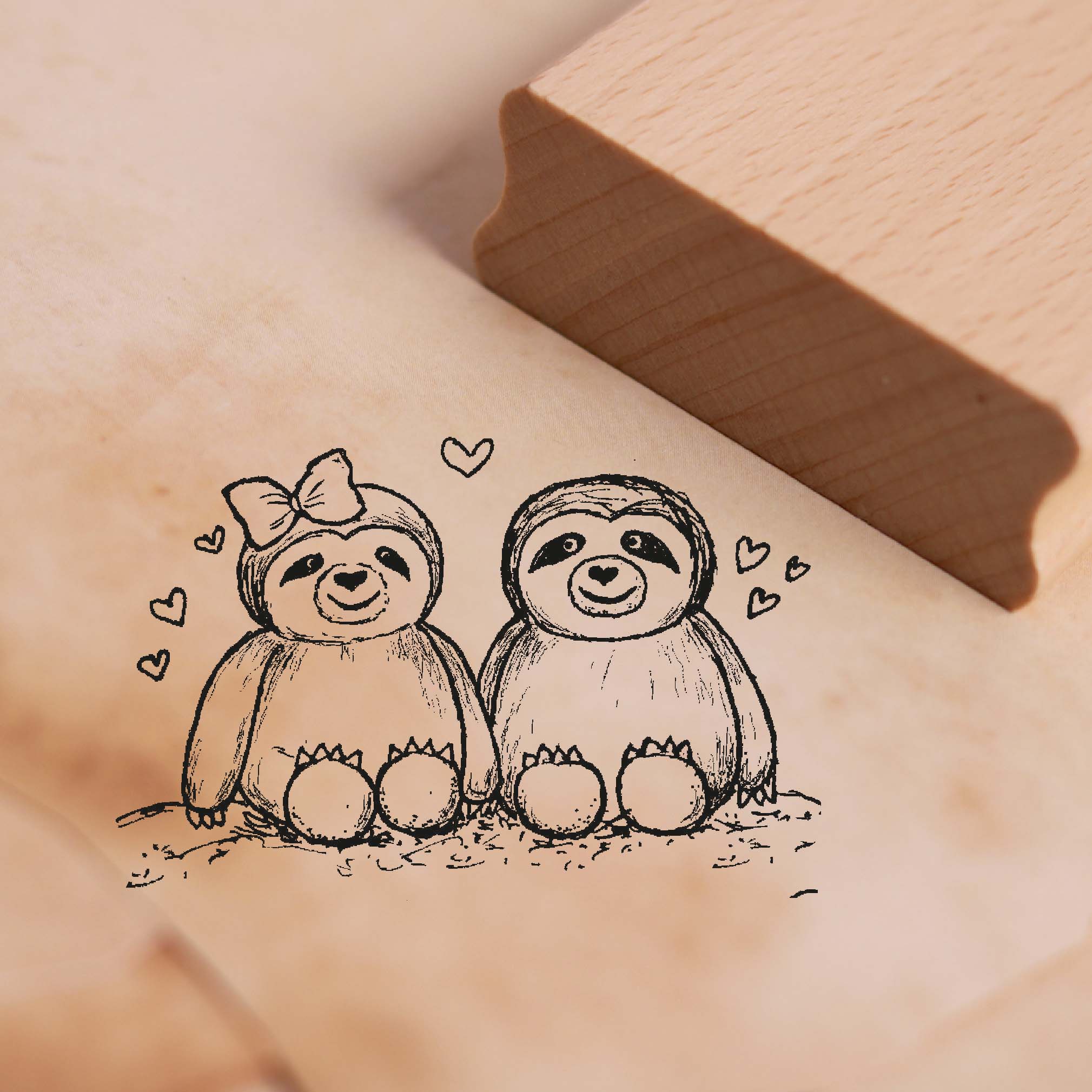Motivstempel Verliebtes Faultier Paar Stempel 48 x 32 mm