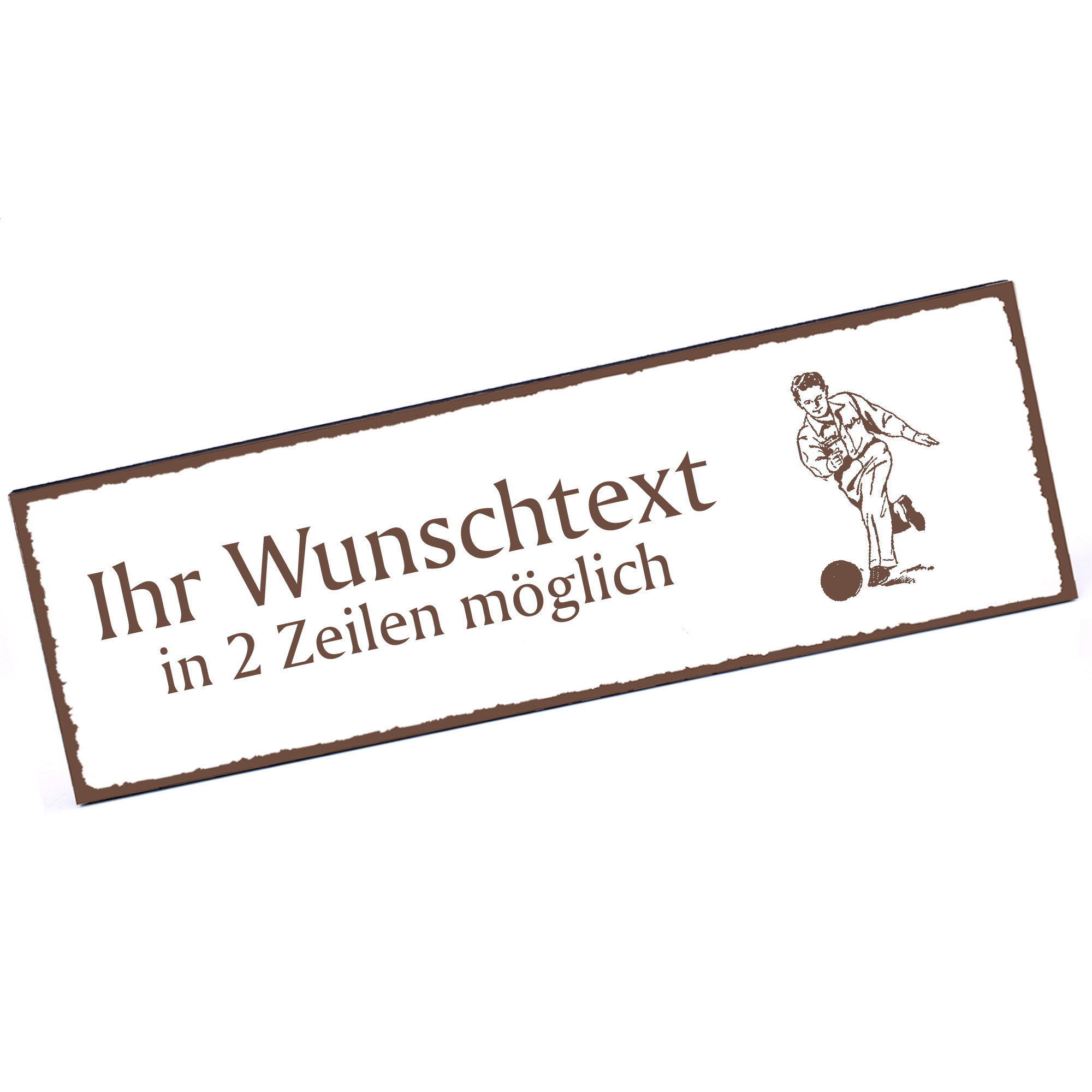 Türschild Bowling  Namensschild personalisiert mit Gravur - 150mm x 50mm - selbstklebend