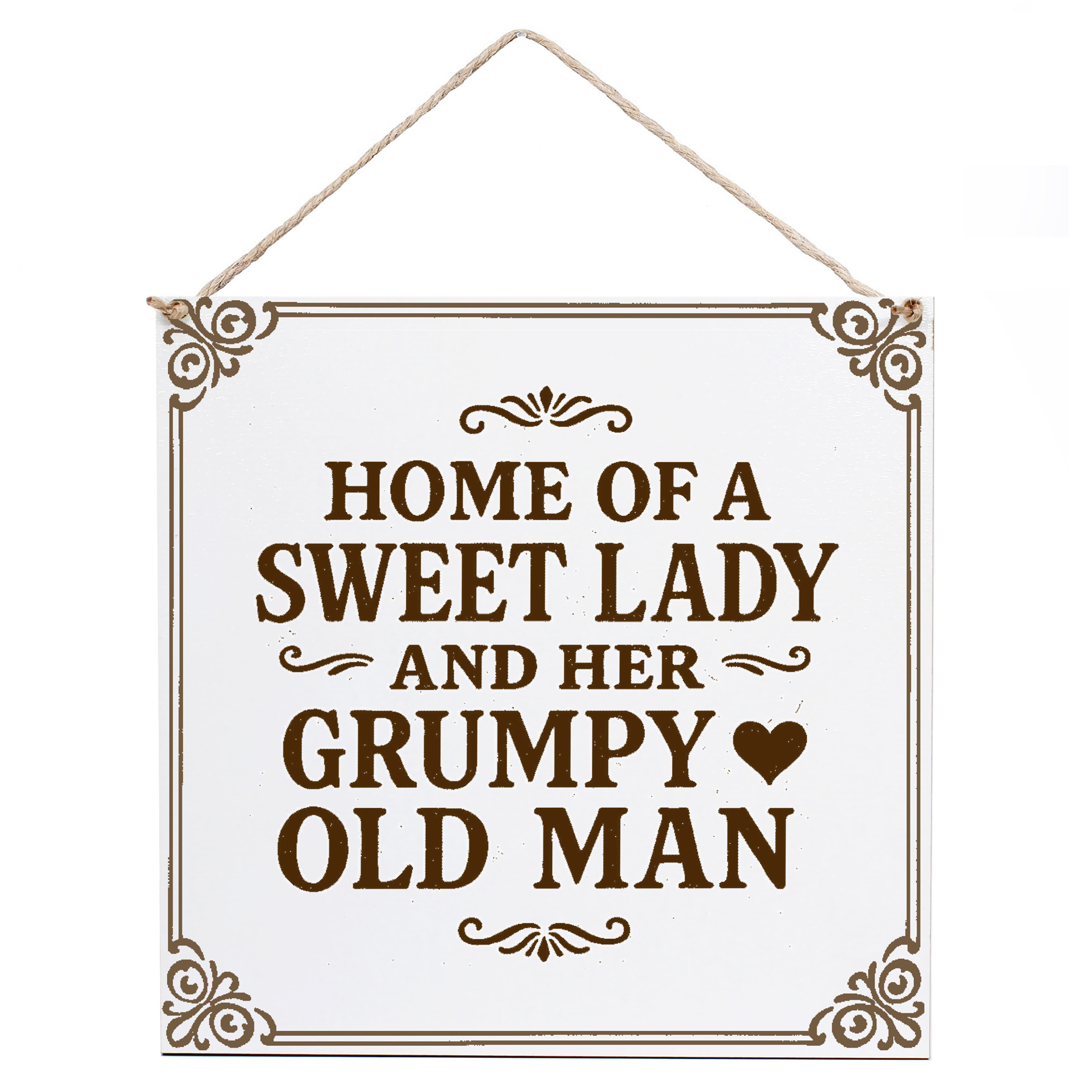 Dekoschild Home of a sweet Lady 15×15 cm aus weißem HDF – Graviertes Spruchschild