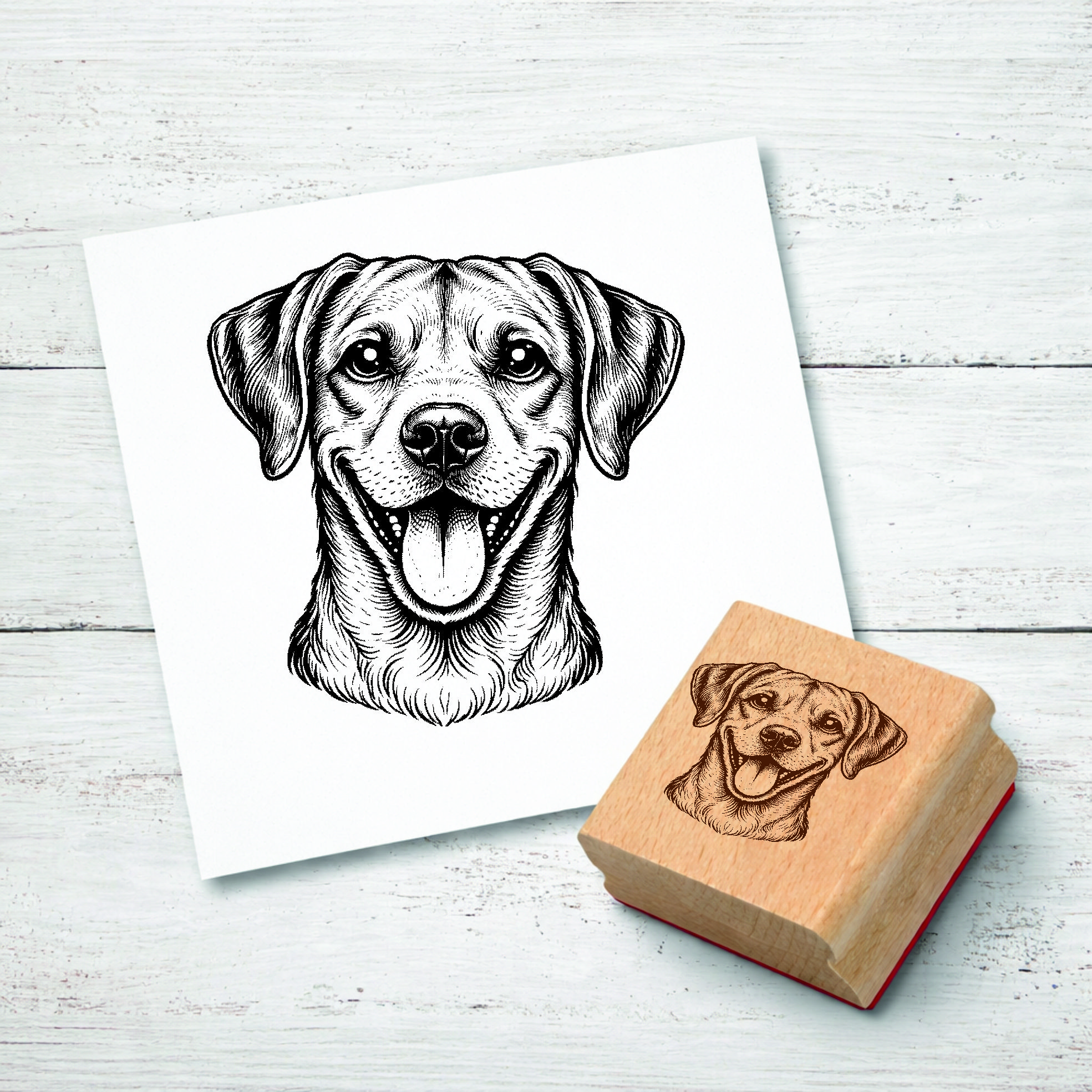 Motivstempel Rhodesian Ridgeback Hund - Stempel mit Hundemotiv - Holzstempel Abdruck 48 x 47 mm