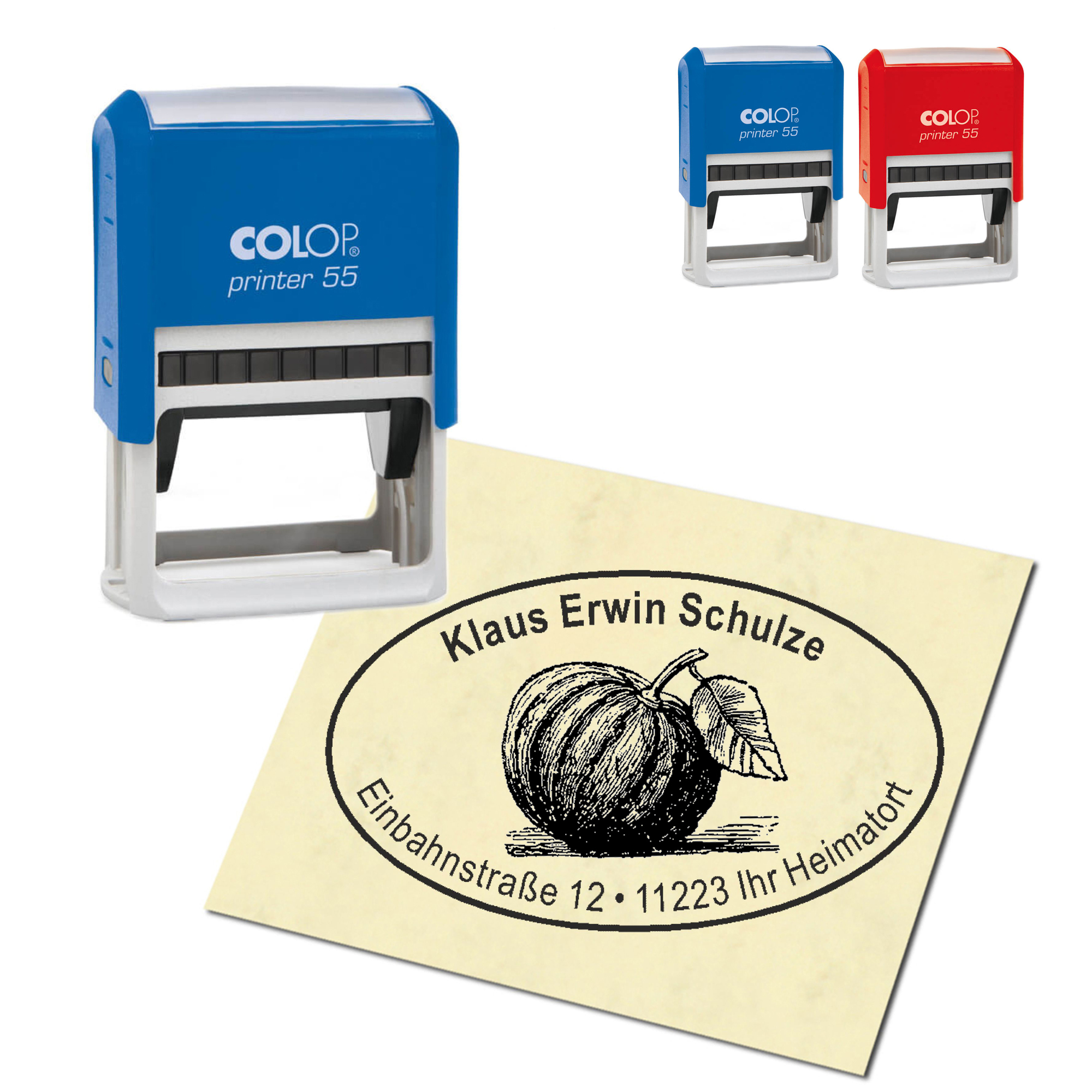 Adressstempel personalisiert Stempel - Kürbis - oval 59 x 39 mm