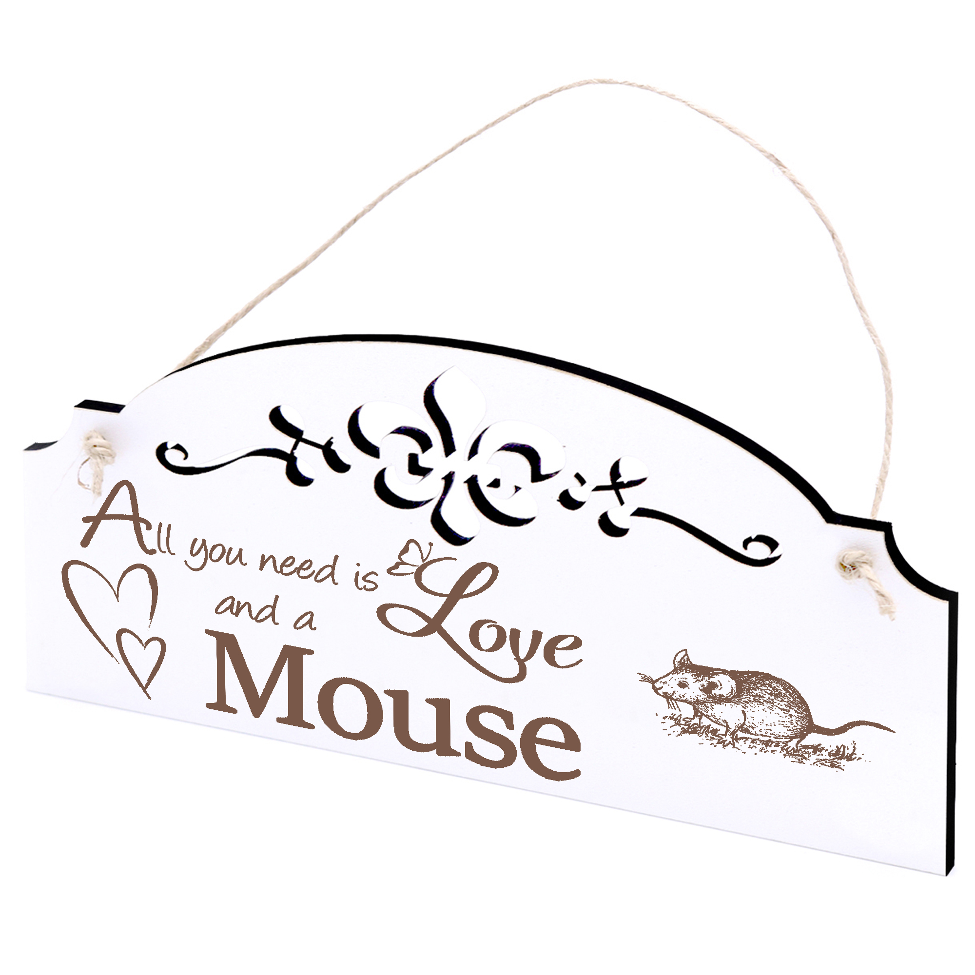 Schild Maus Deko 20x10cm - All you need is Love and a Mouse - Holz